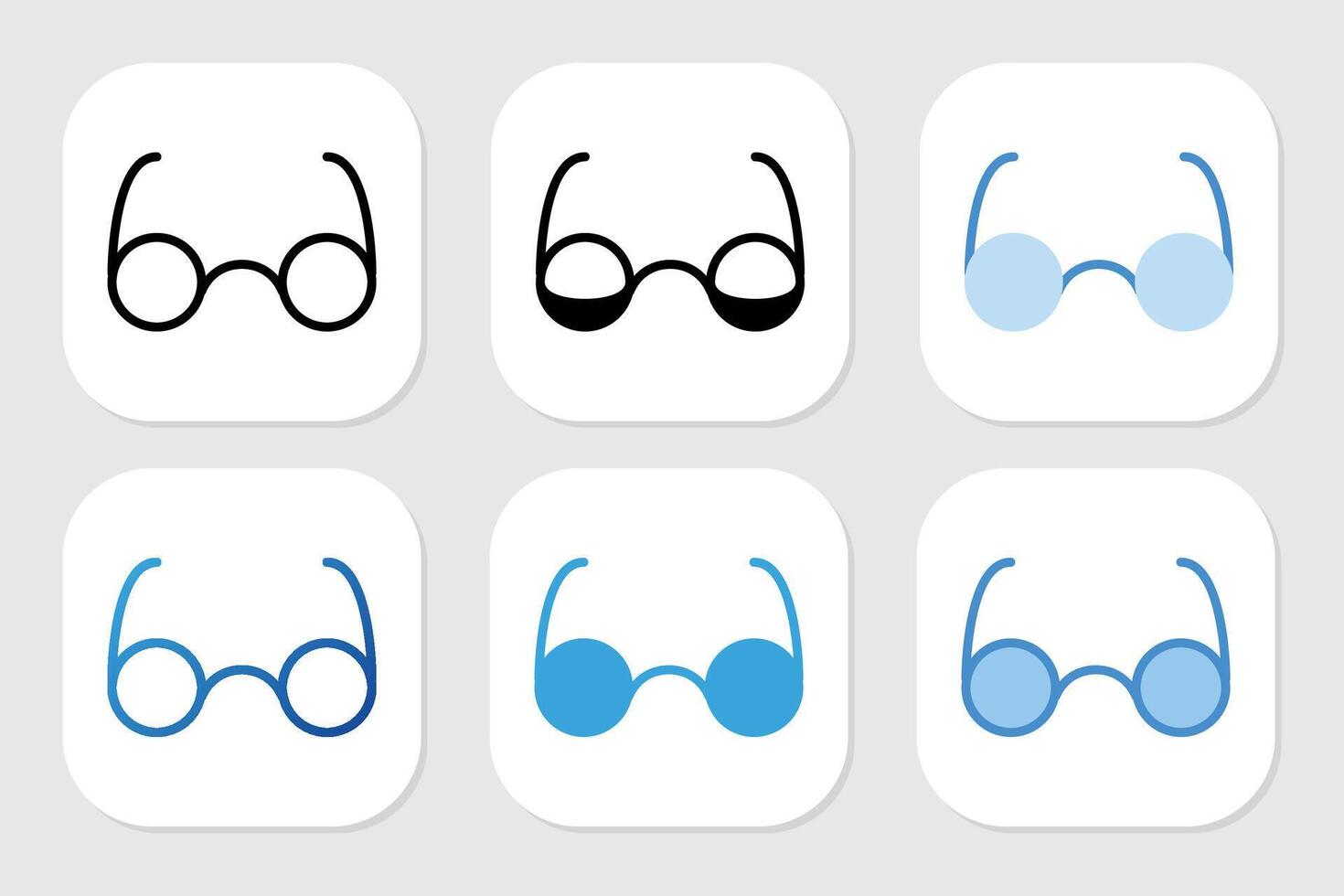 glasses icons with various design styles vector