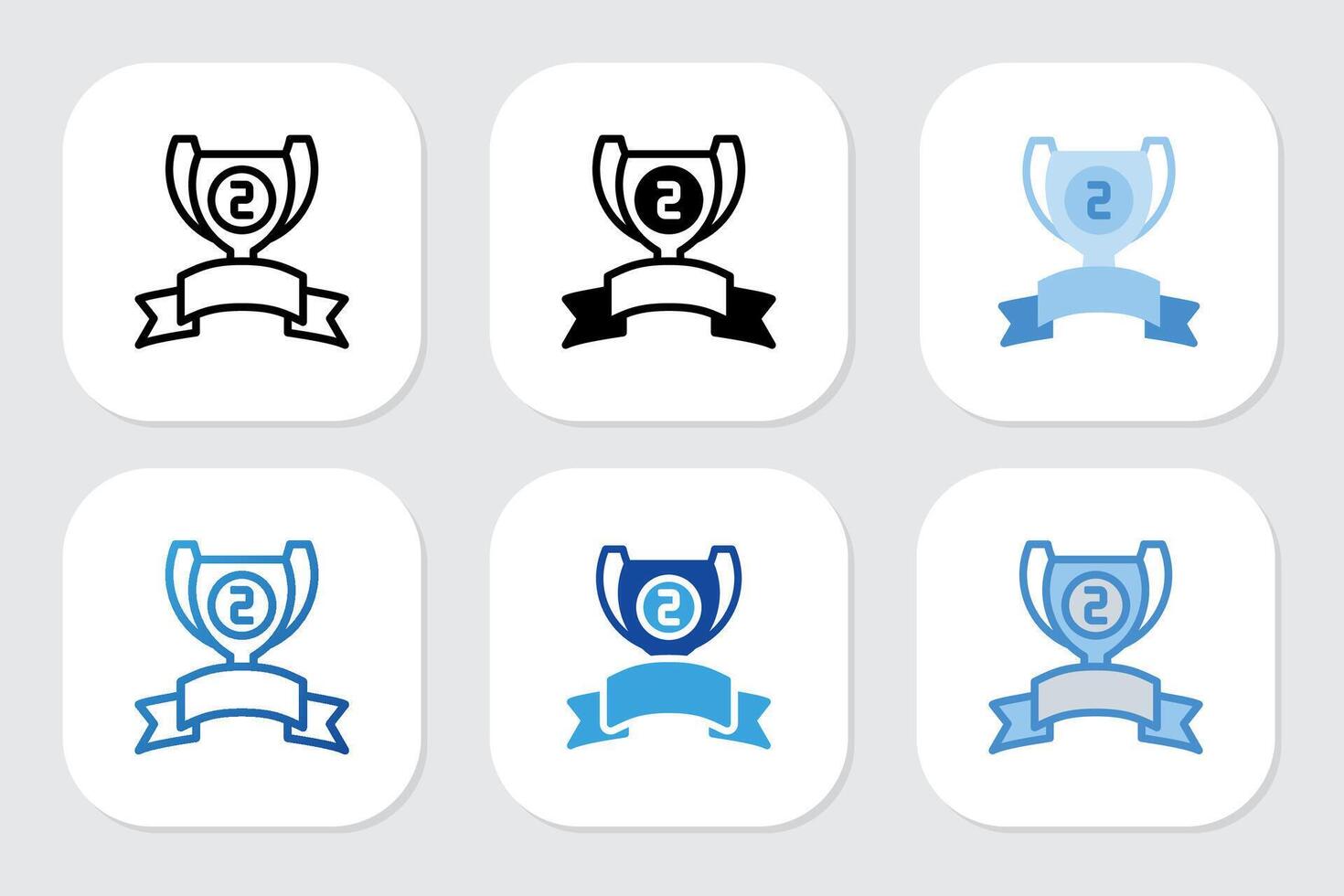 second place trophy icon with various design style vector