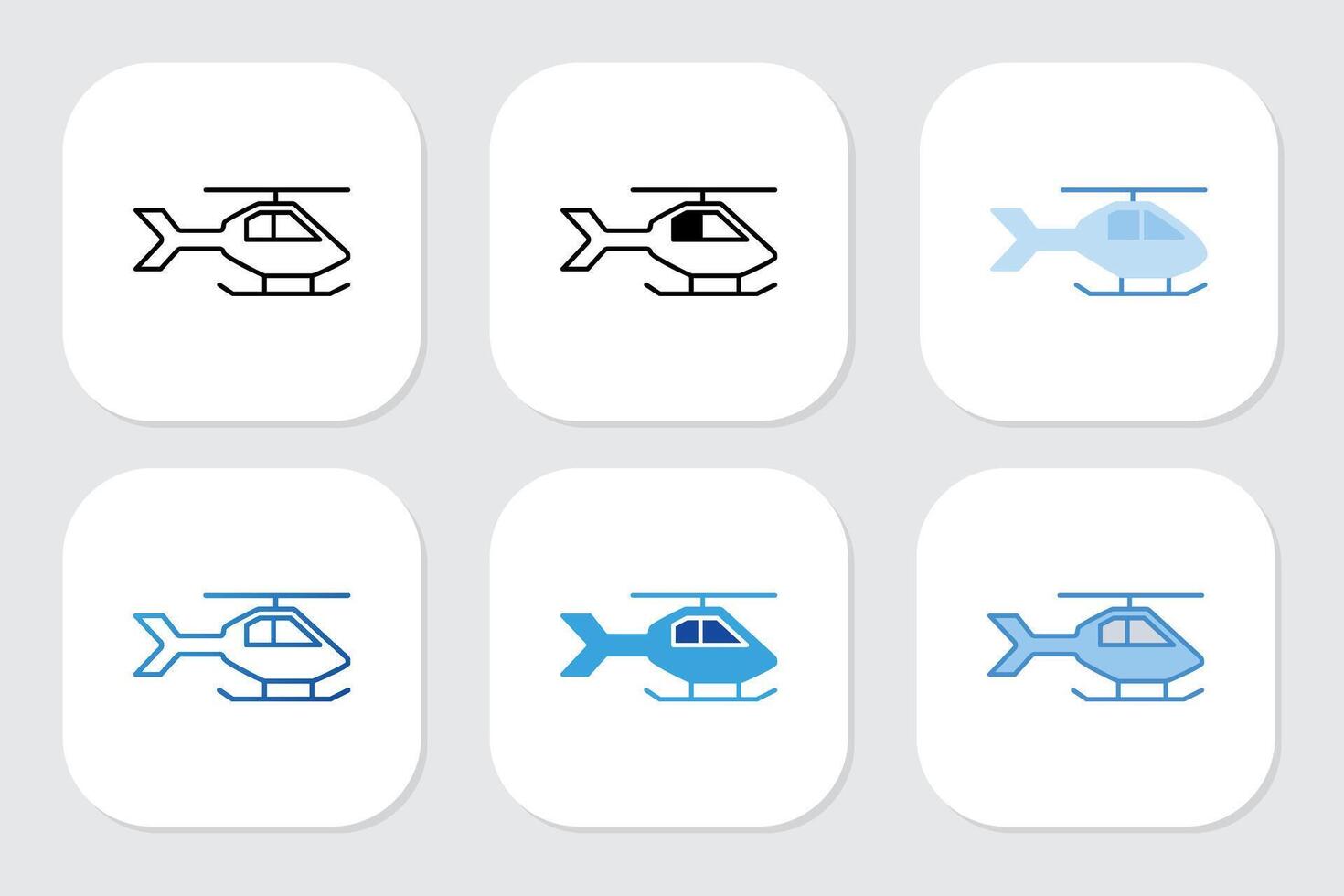 Helicopter icons with various design styles vector