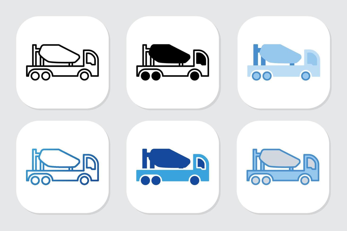cement truck icons with various design styles vector