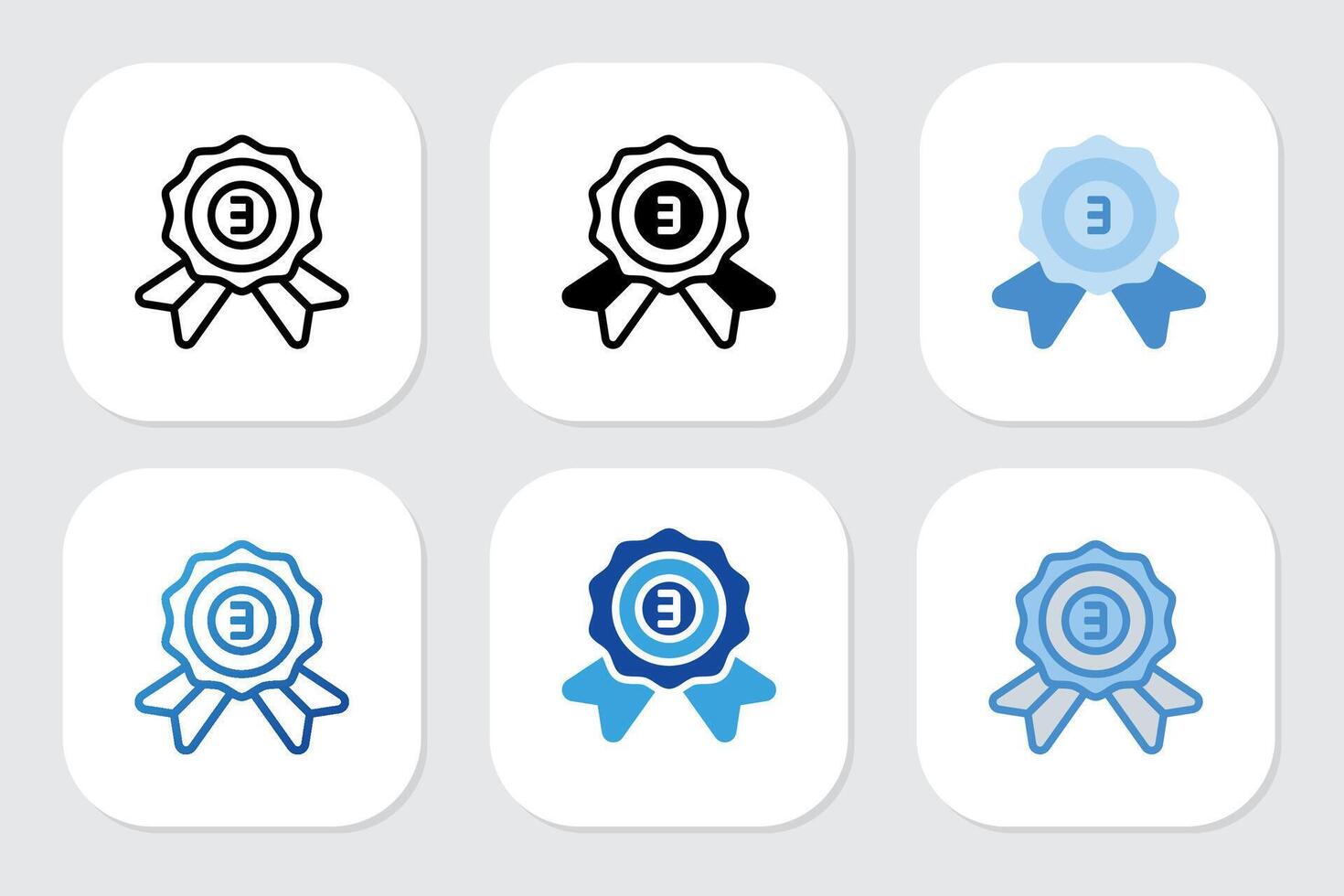 third place badge icon with various design style vector