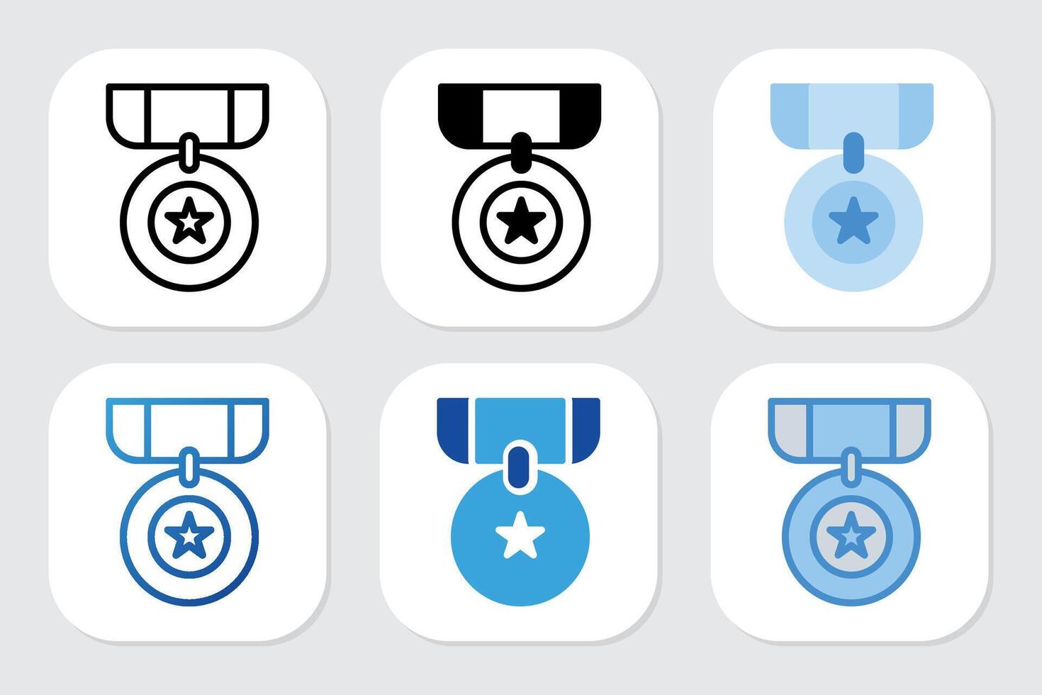 medal icons with various design styles vector