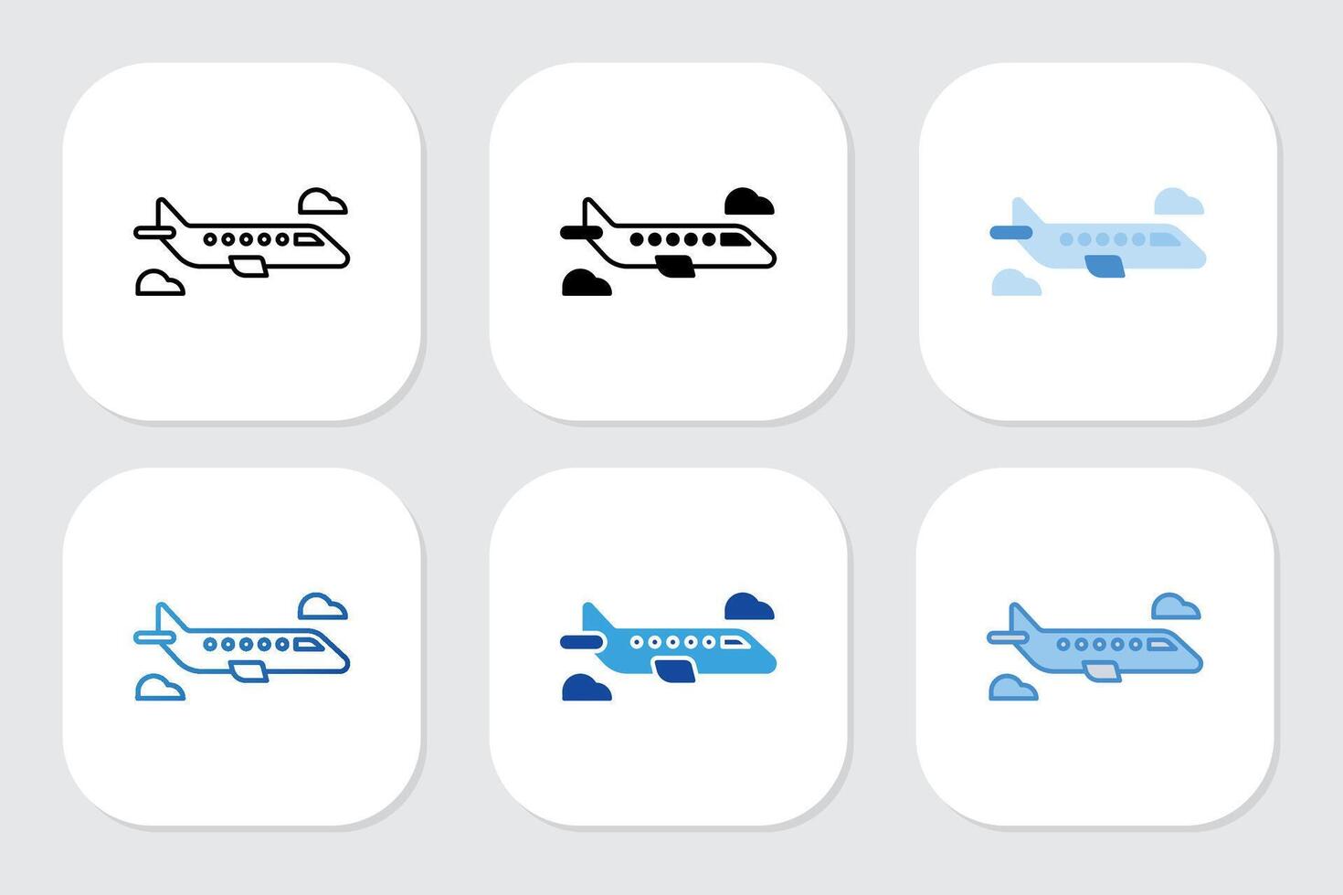 Plane icons with various design styles vector