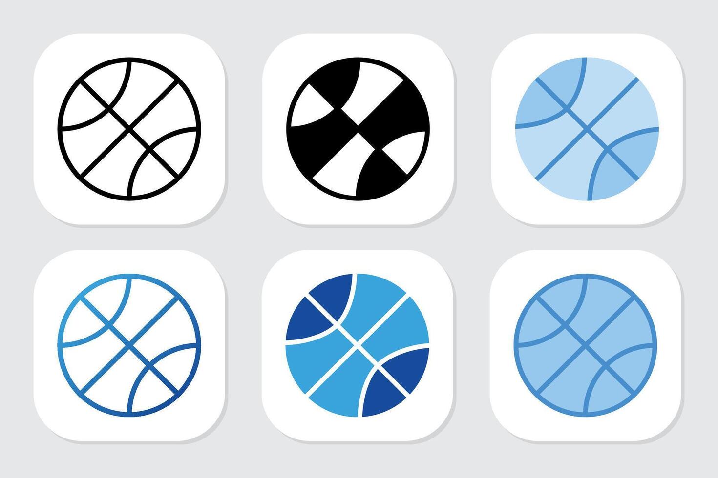 basketball icons with various design styles vector
