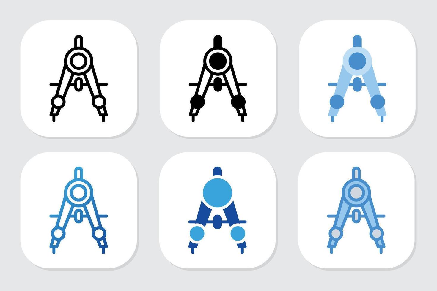 compass ruler icons with various design styles vector