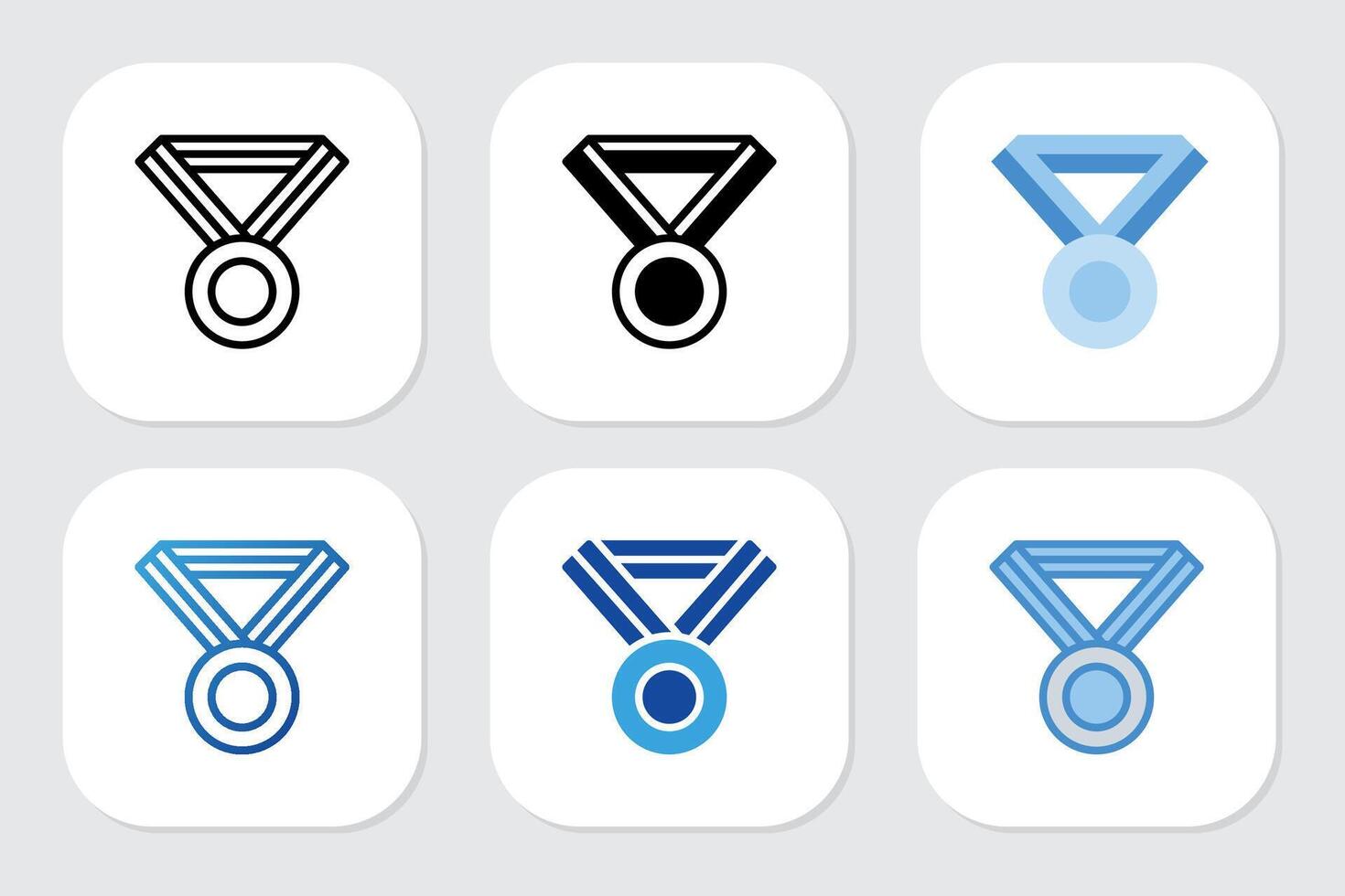 medal necklace icons with various design styles vector