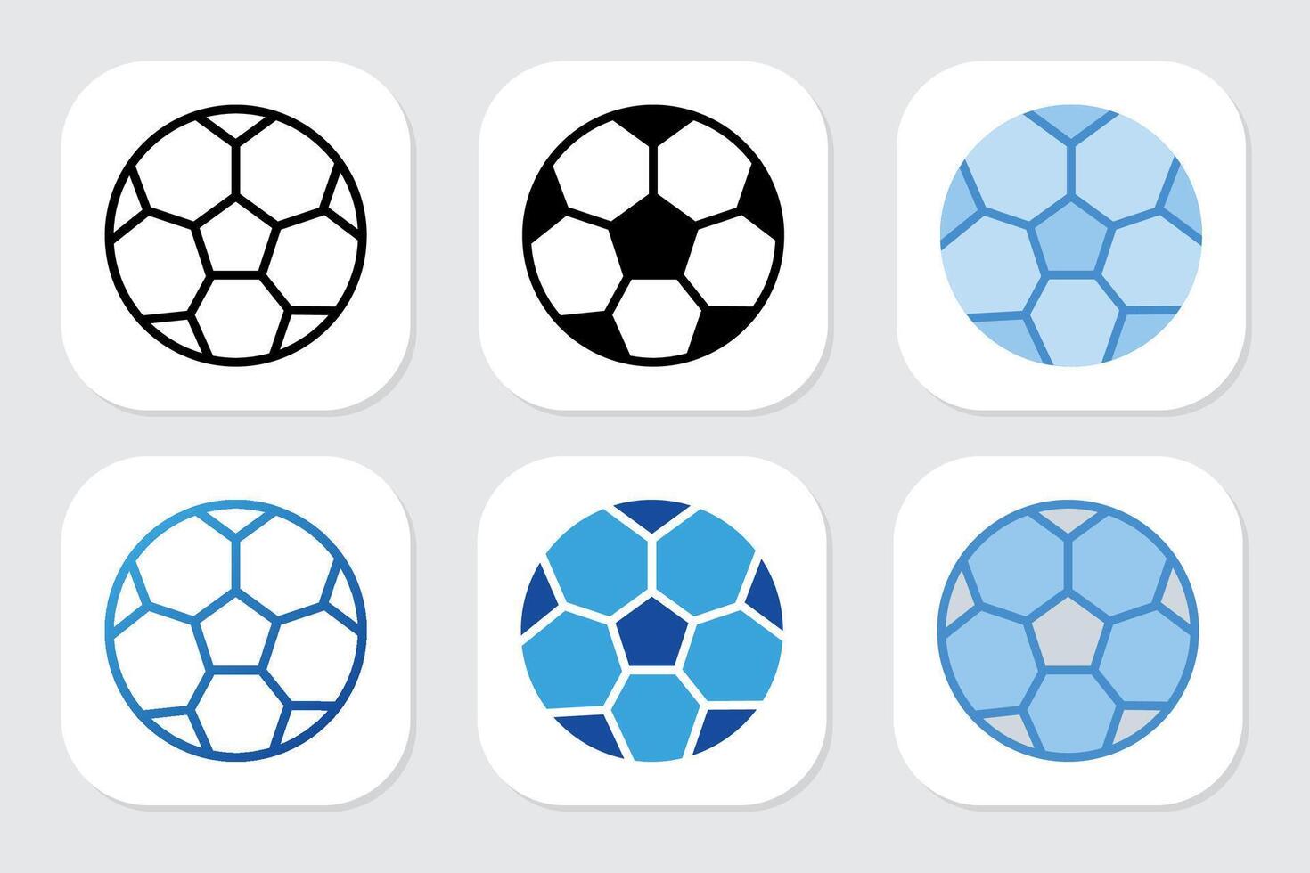 soccer ball icons with various design styles vector