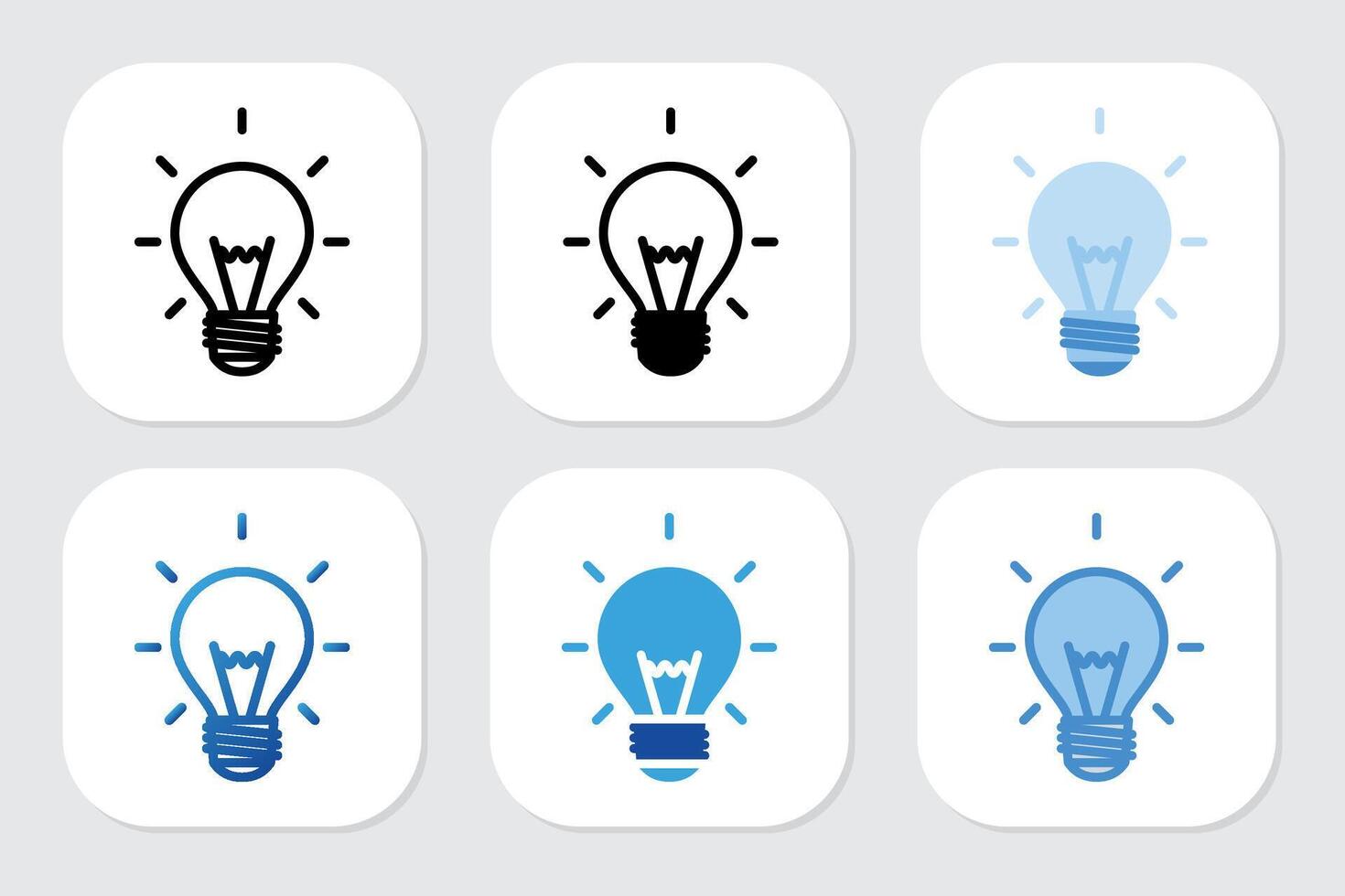 light bulb icons with various design styles vector