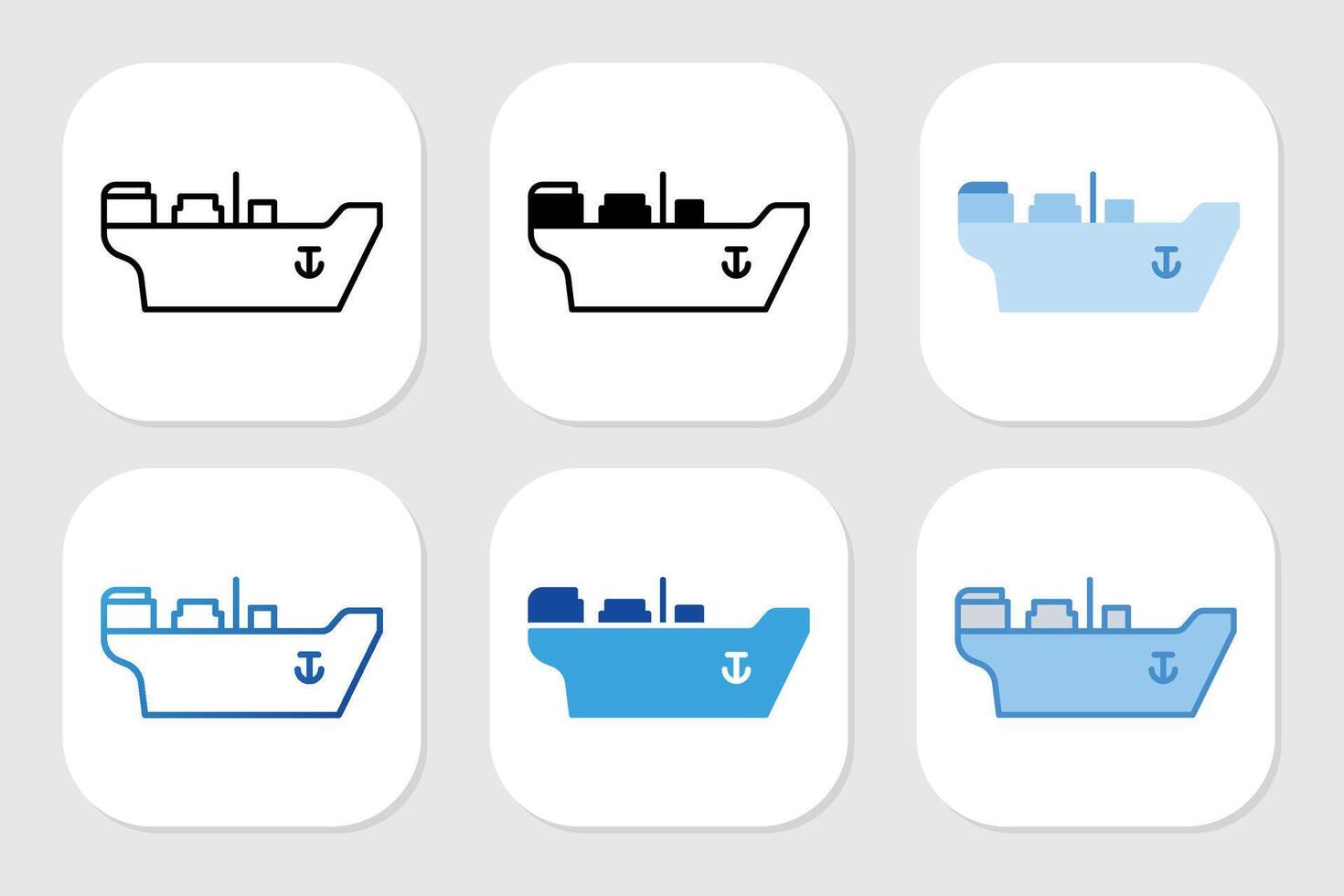cargo ship icons with various design styles vector