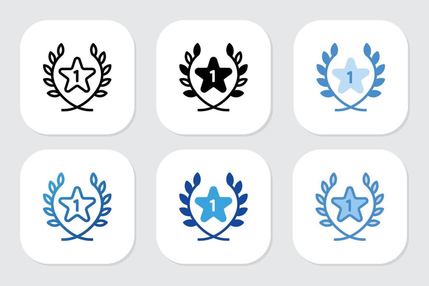 first place star badge icons with various design styles vector