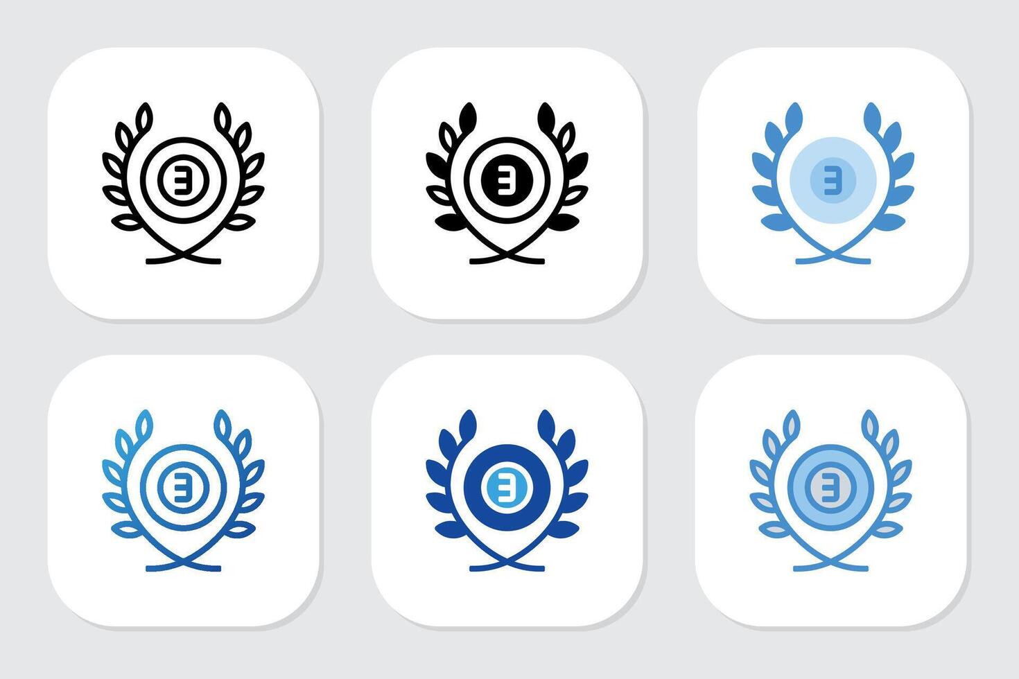 third place badge icons with various design styles vector