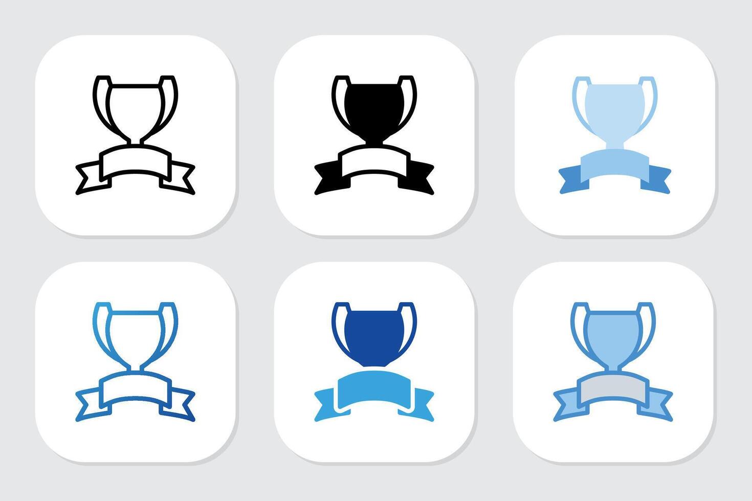 champions trophy icons with various design styles vector