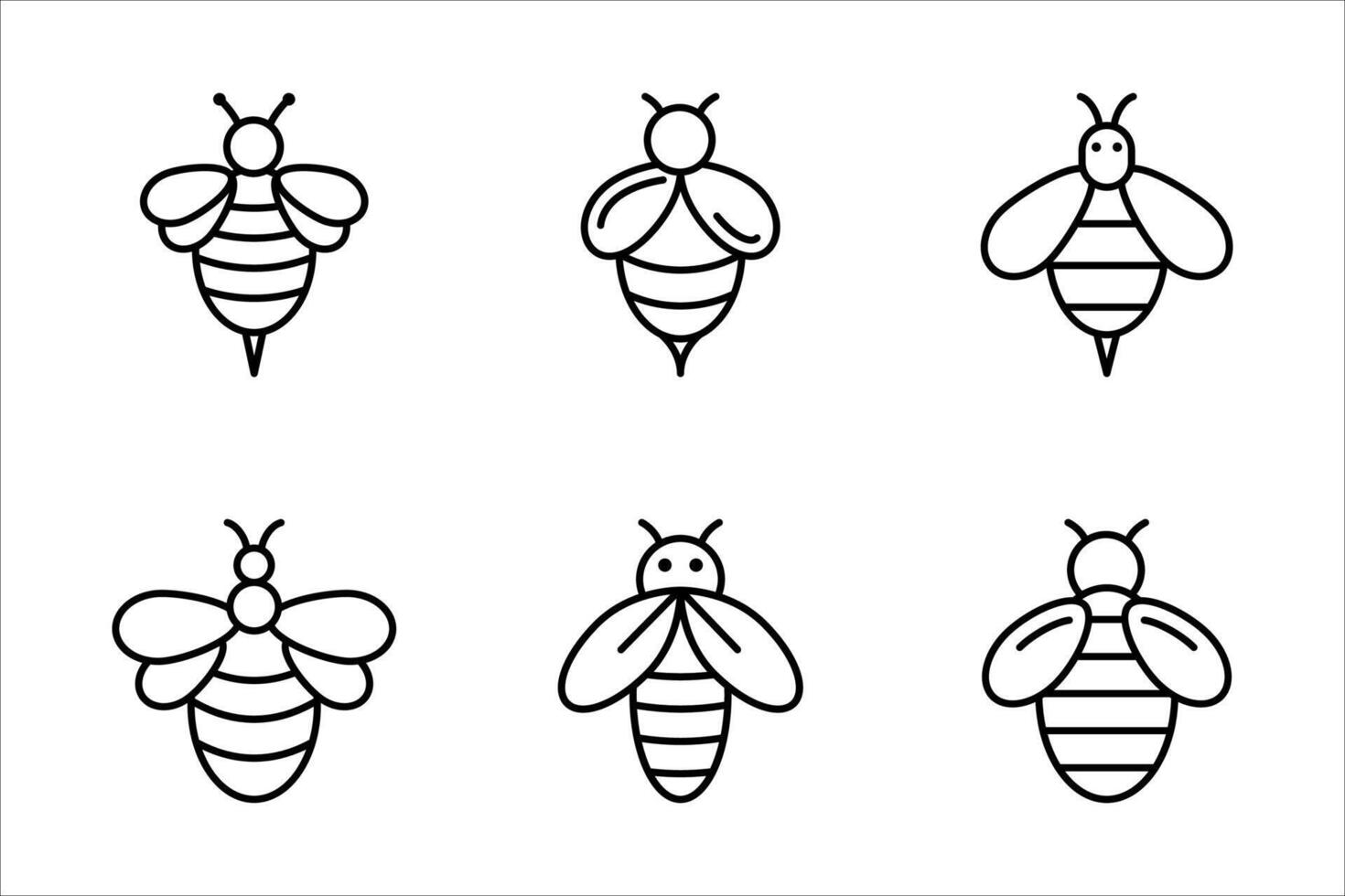Bee icon set, on white background. vector