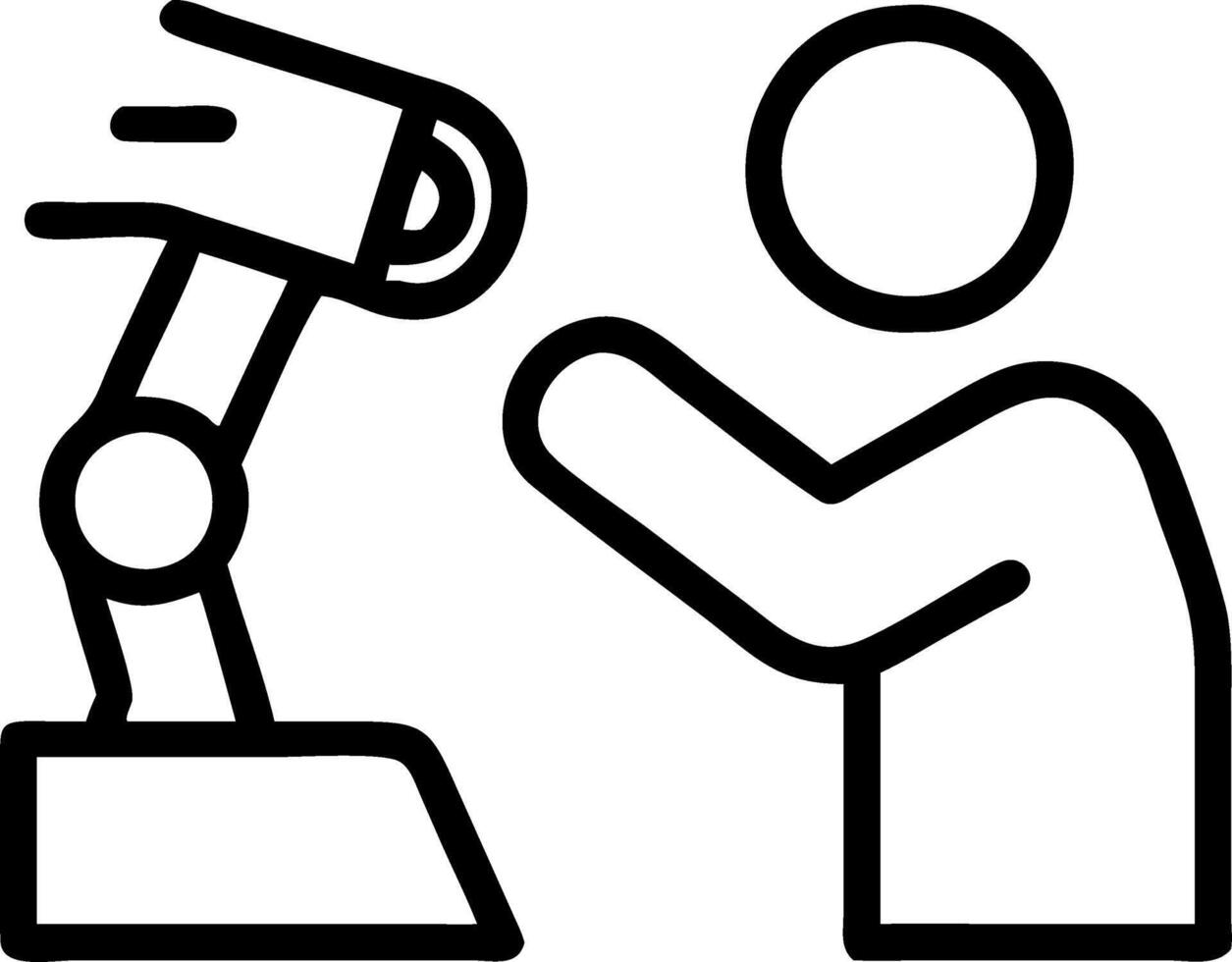 Worker using AI powered scanner for quality control Set A vector