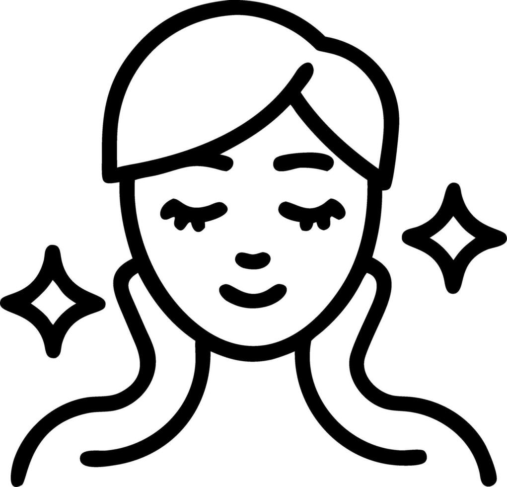 Woman practicing self care facial with soft abstract elements copy space on left vector