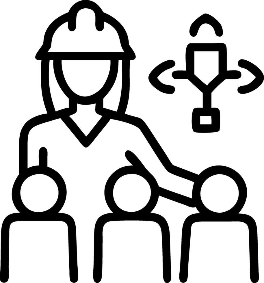 Woman engineer leading team on industrial site Set A vector