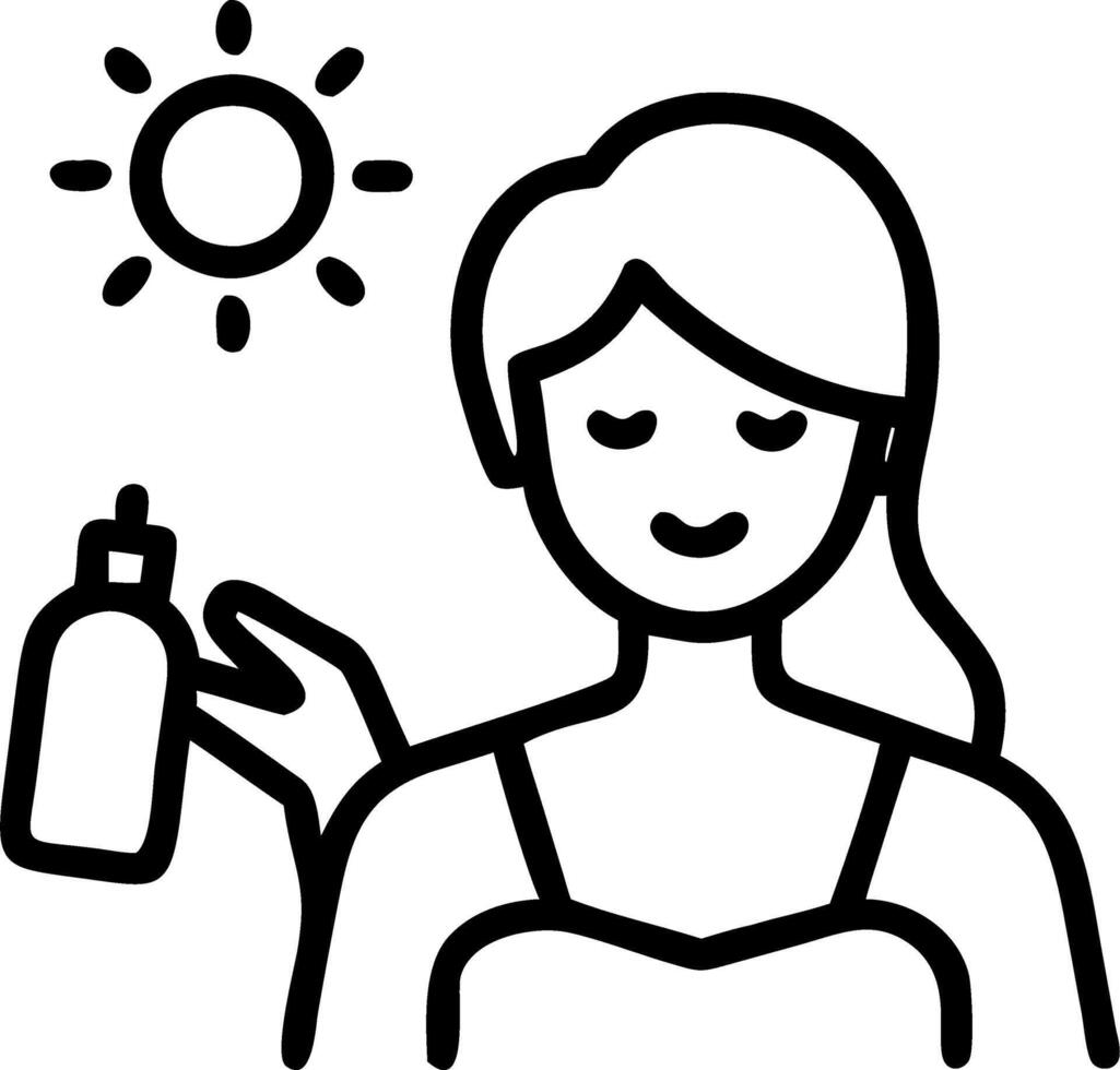 Woman applying sunscreen on a sunny day copy space on right Set A vector