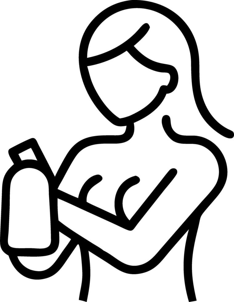 Woman applying body lotion on glossy background copy space on right vector