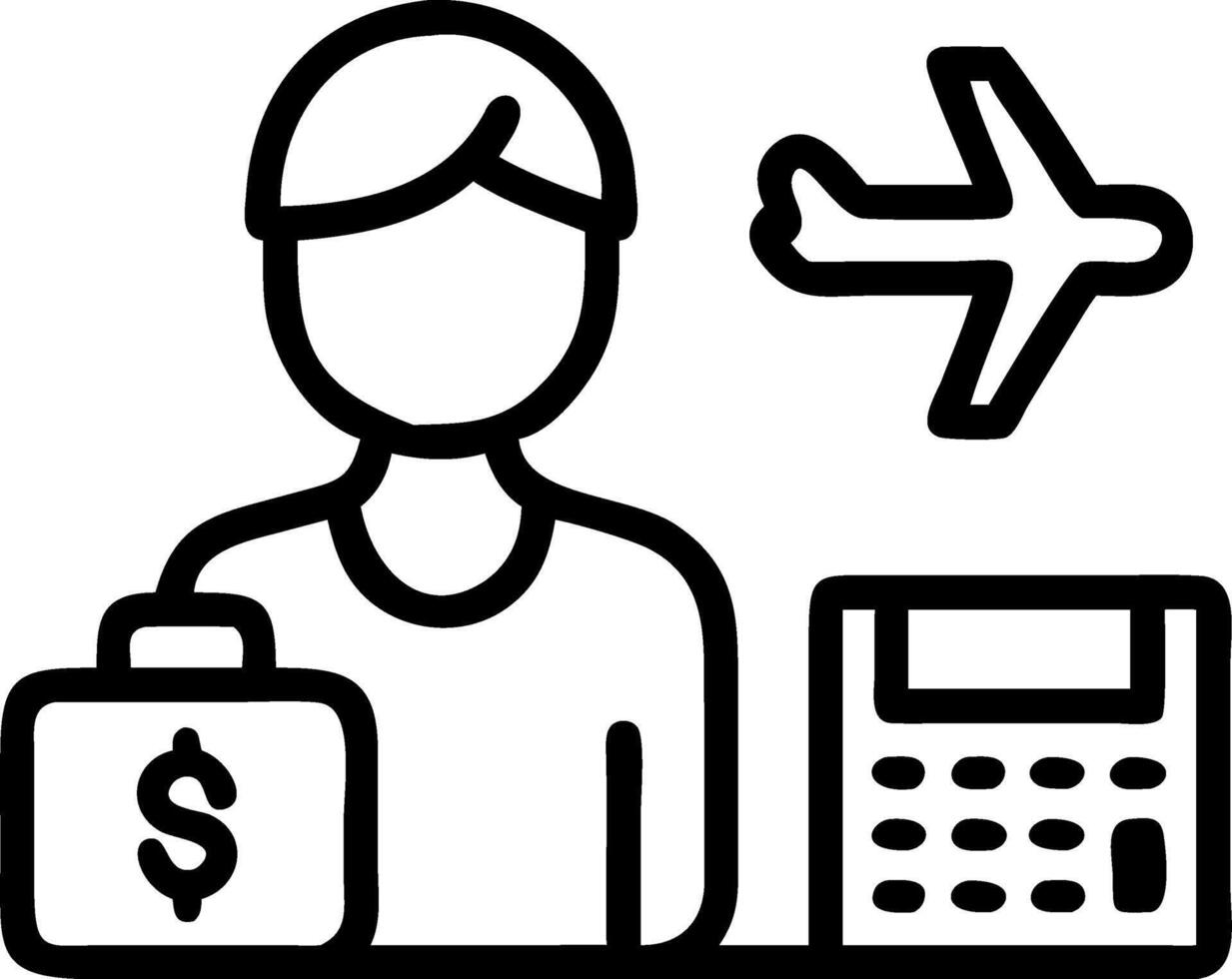 Travel finance specialist managing expenses on bokeh digital art background Set A vector