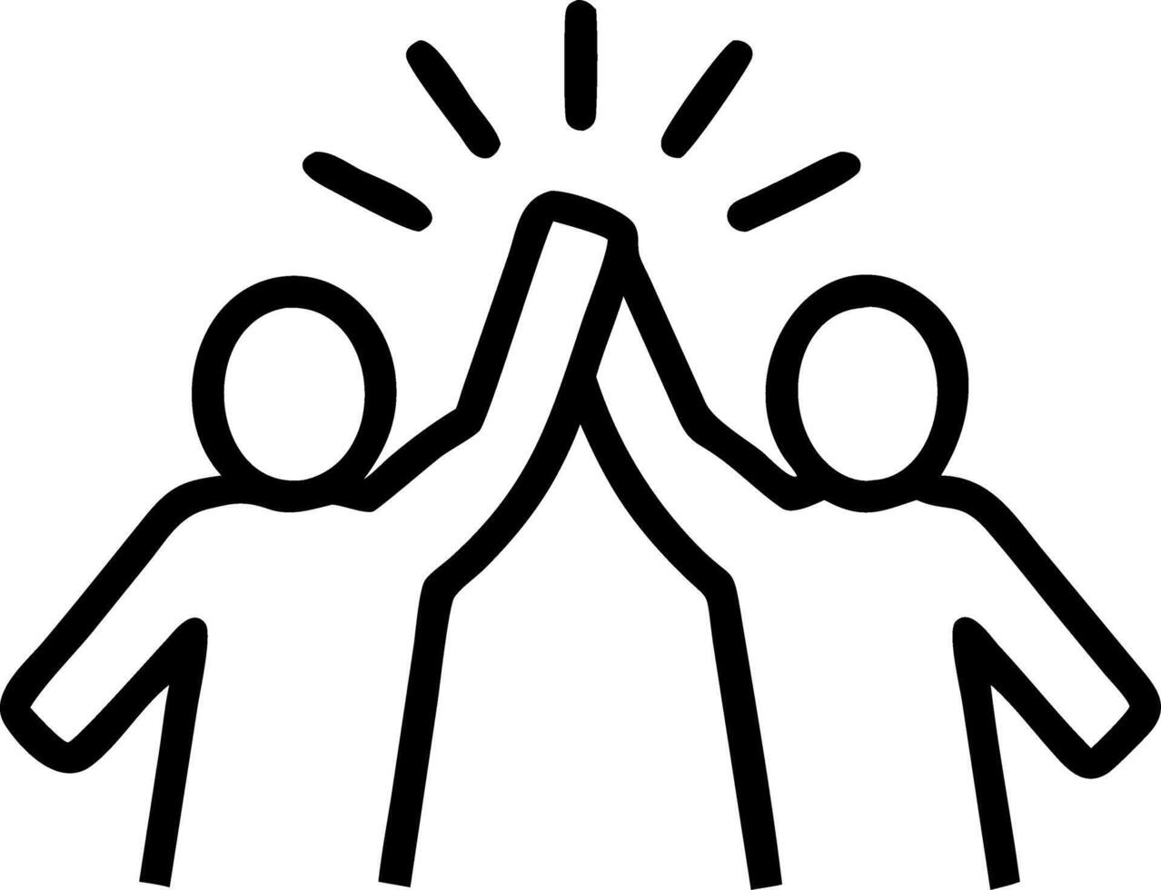 Team members celebrating puzzle completion with high fives candid photo copy space below Set 2 vector