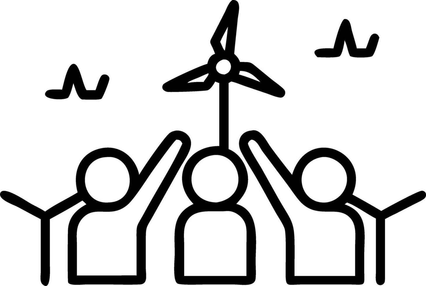 Team celebrating installation of wind turbines Set A vector
