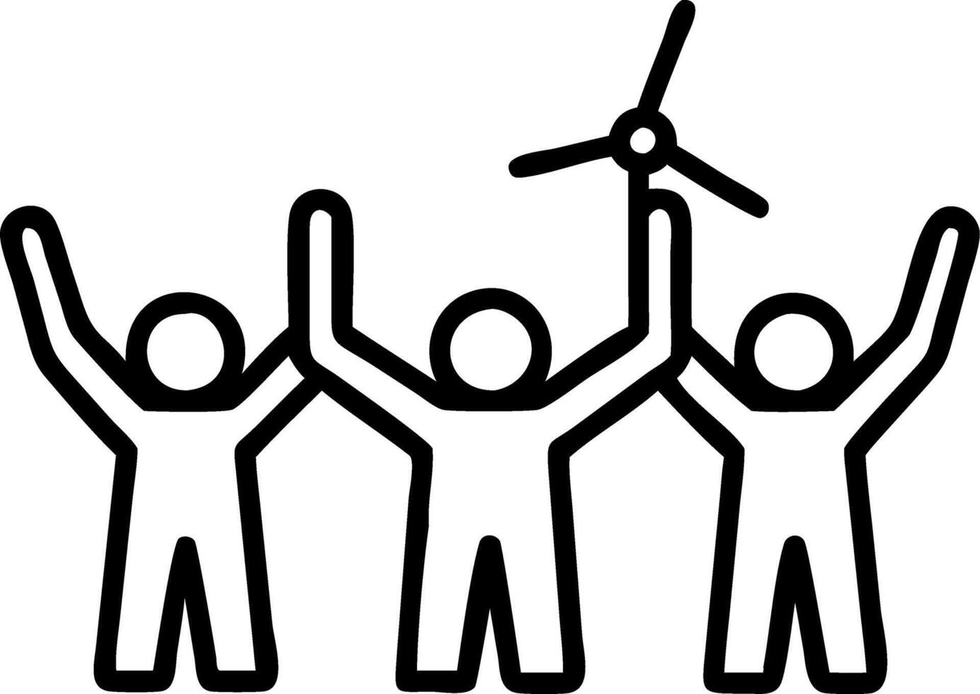 Team celebrating installation of wind turbines Set A2 vector