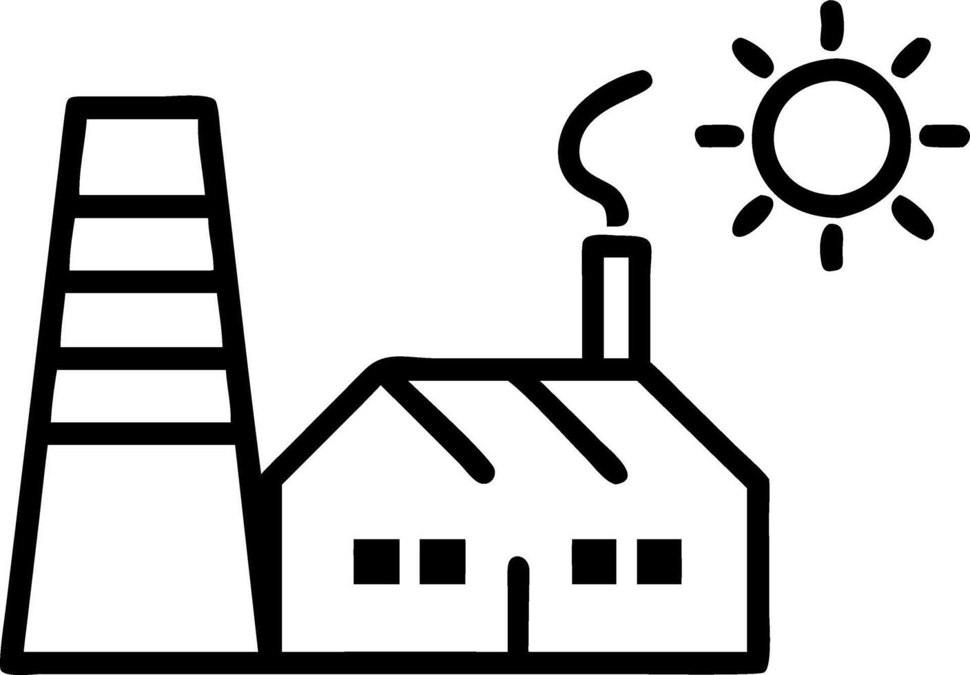 Solar panel icon with factory silhouette Set A vector
