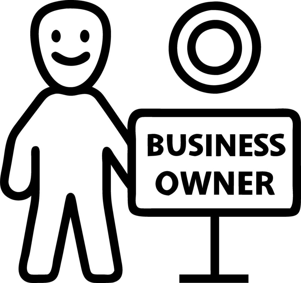 Small business owner standing by open sign with proud smile vector