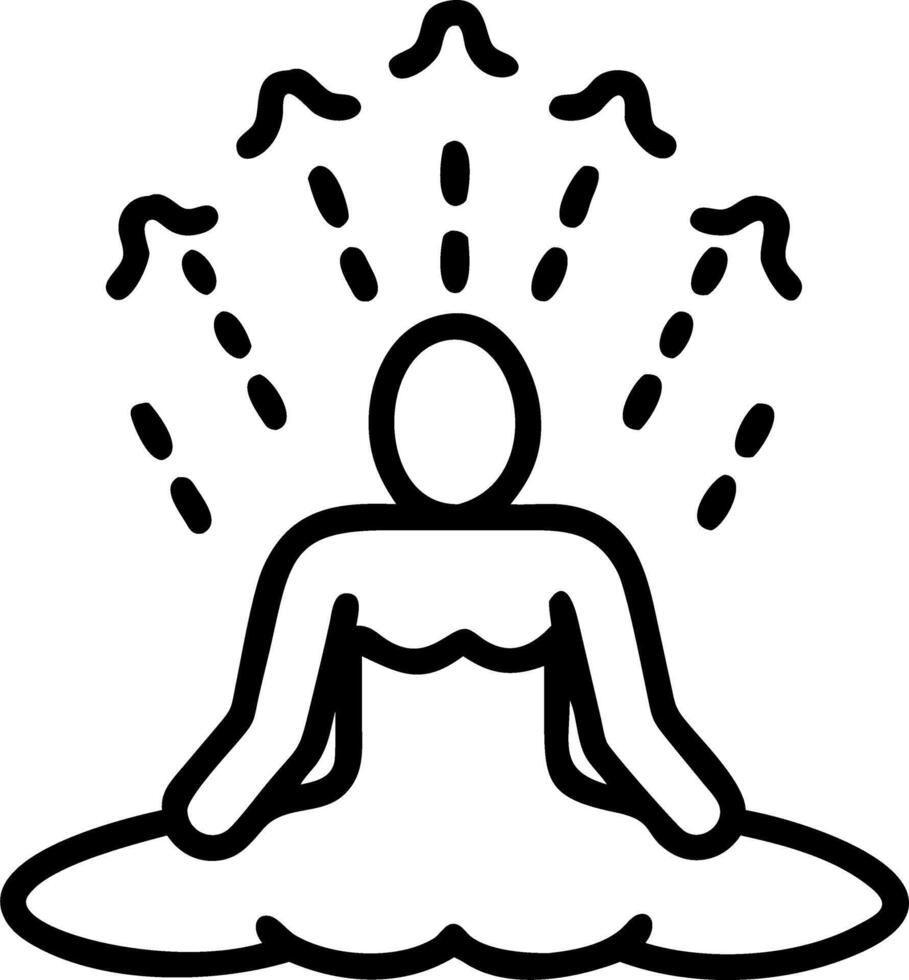 Silhouette of person practicing meditation under waterfall with copy space Set A vector