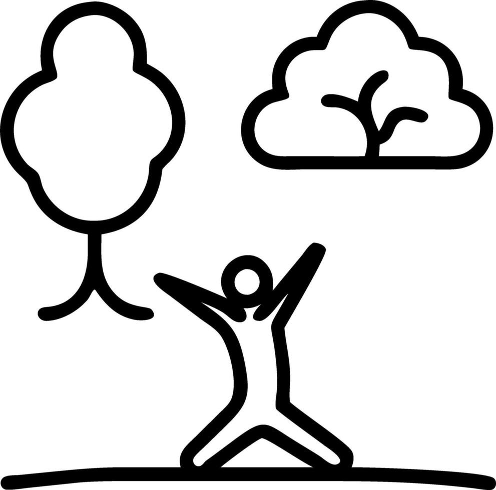 Silhouette of person practicing yoga under a tree with soft colors Set A vector