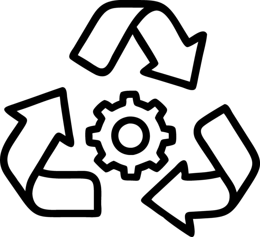 Recycling symbol with gear icon Set 3 vector