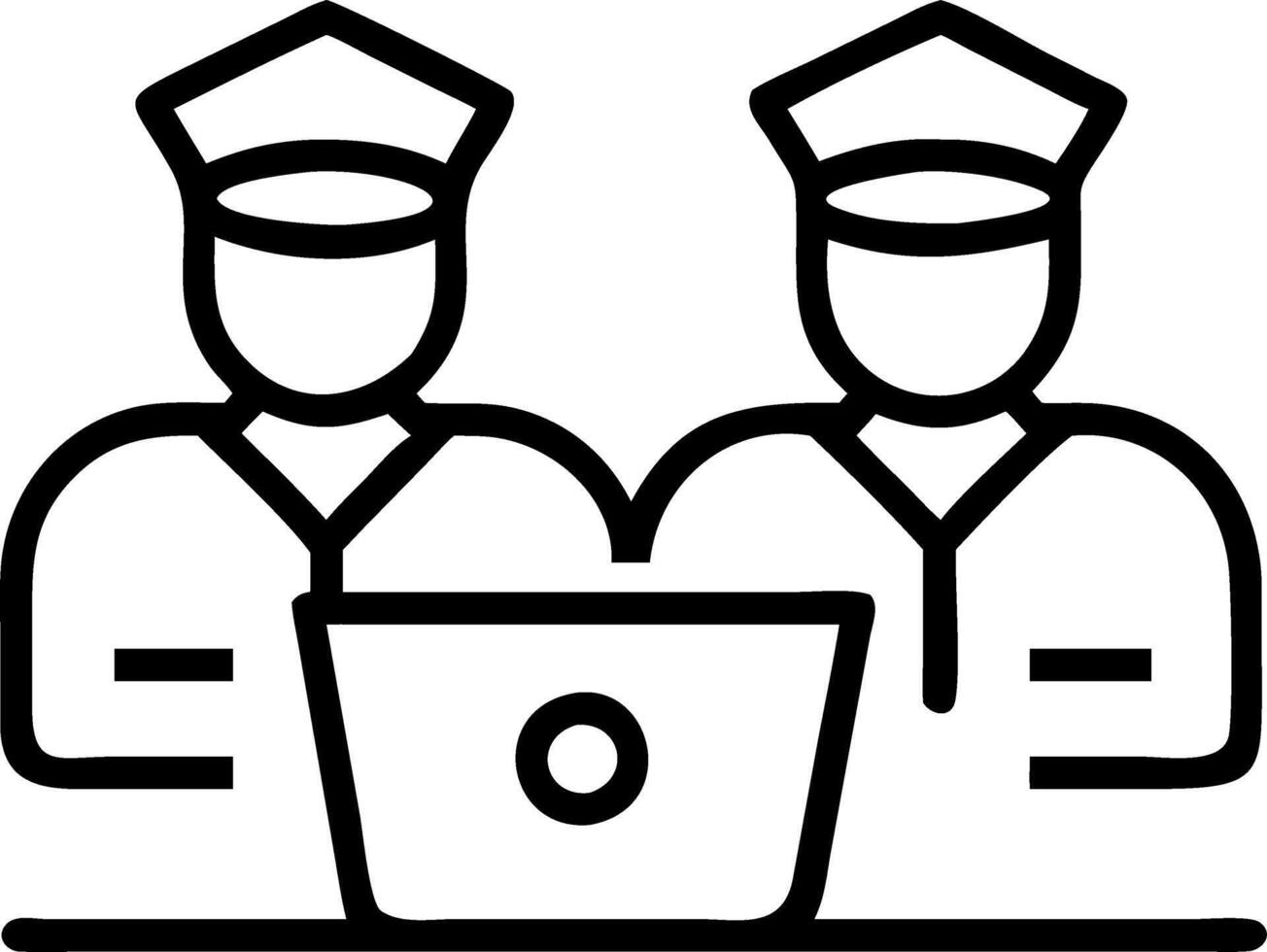 Police officers using cyber tools for city surveillance with copy space Set A vector