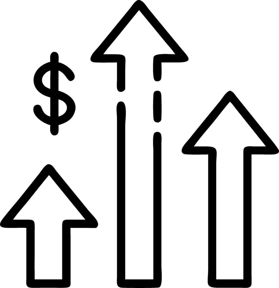Plain white background with upward pointing financial goal list Set A vector