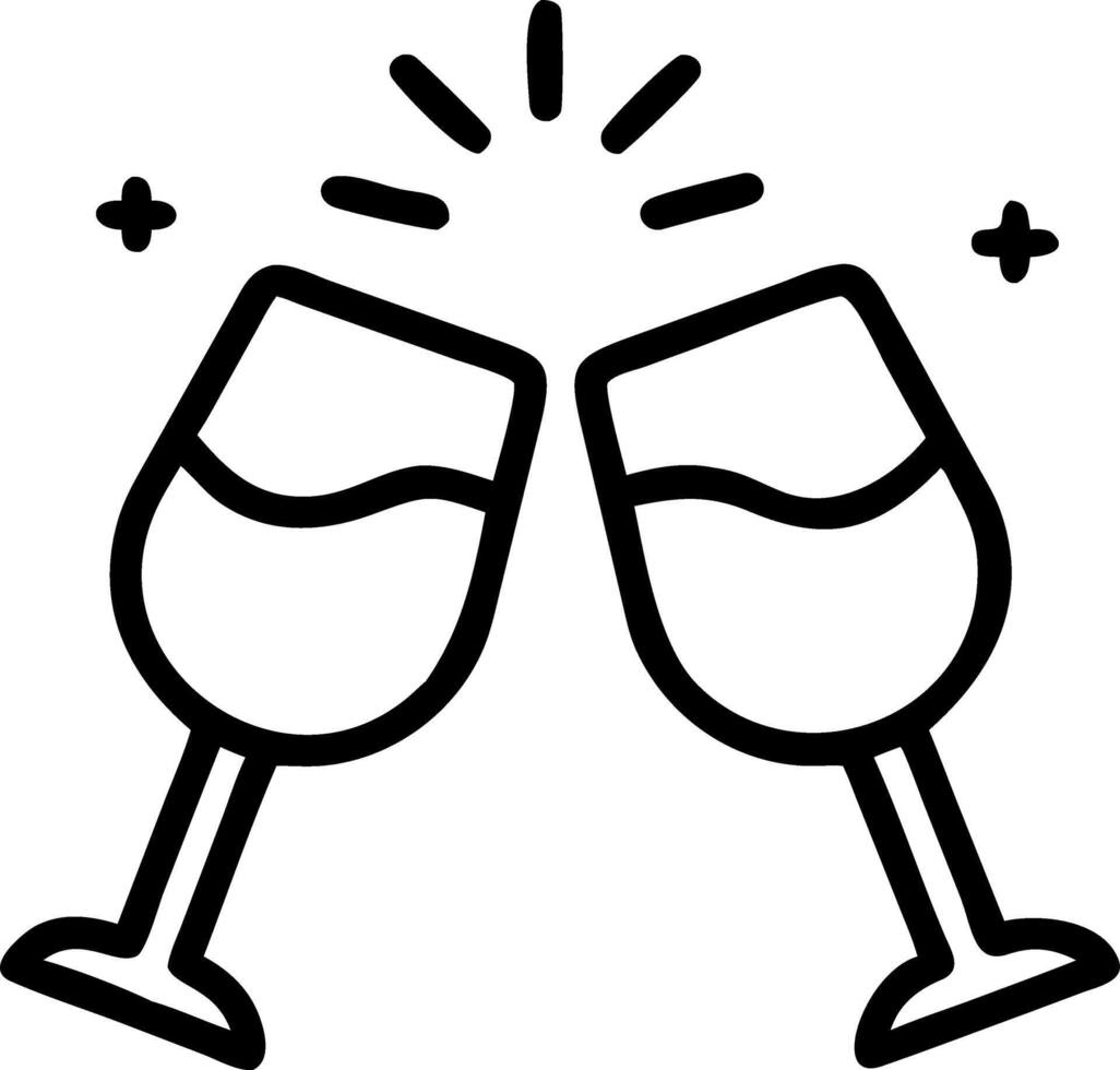 Plain background with toasting wine glasses and confetti copy space above. Set A vector