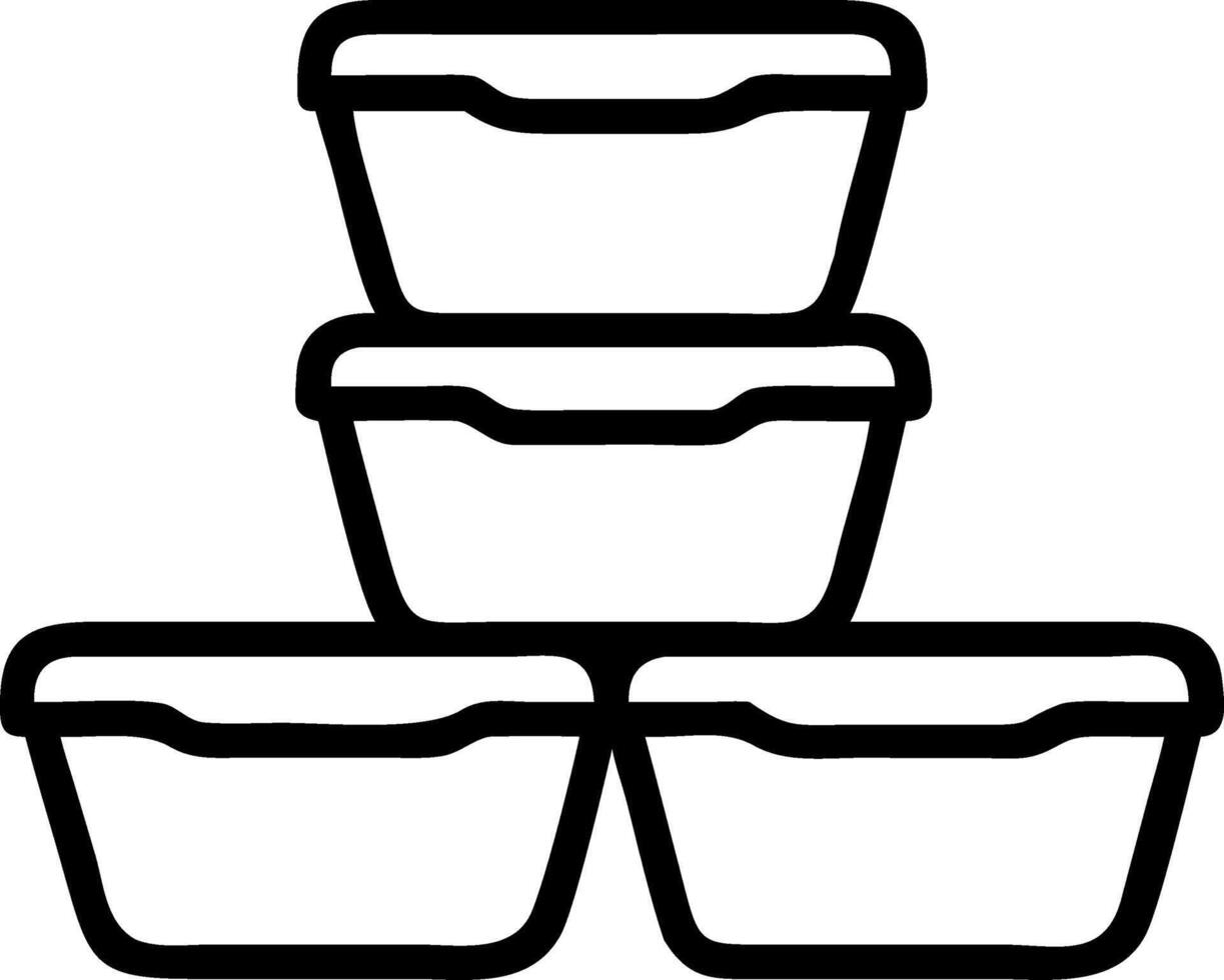 Plain background with neatly stacked sustainable food containers leaving ample space for text Set A vector