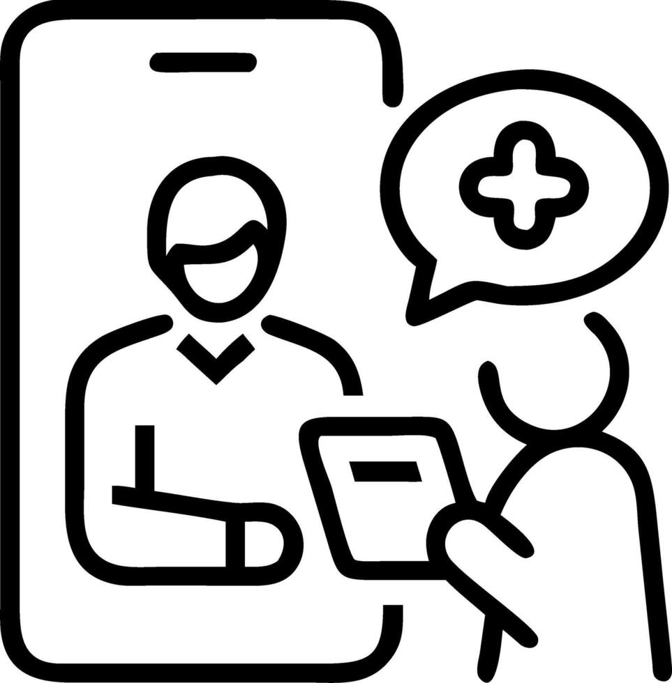 Pharmacist consulting elderly patient on medication app Set A vector