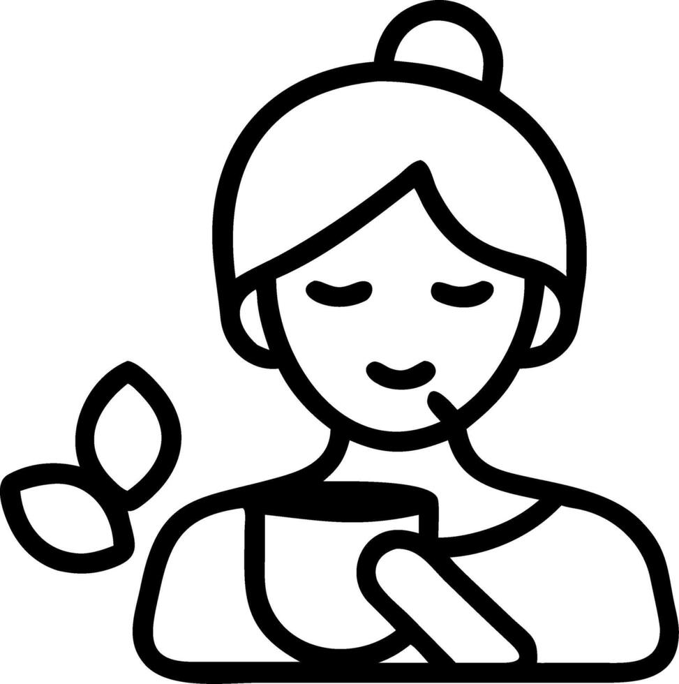 Person sipping herbal tea in a tranquil kitchen copy space on left Set A vector