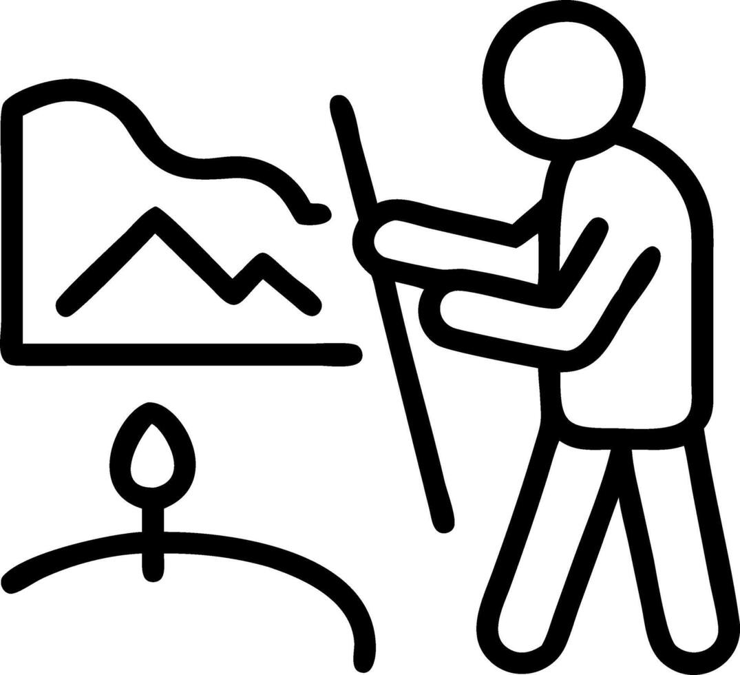 Person painting landscape en plein air with copy space Set A vector