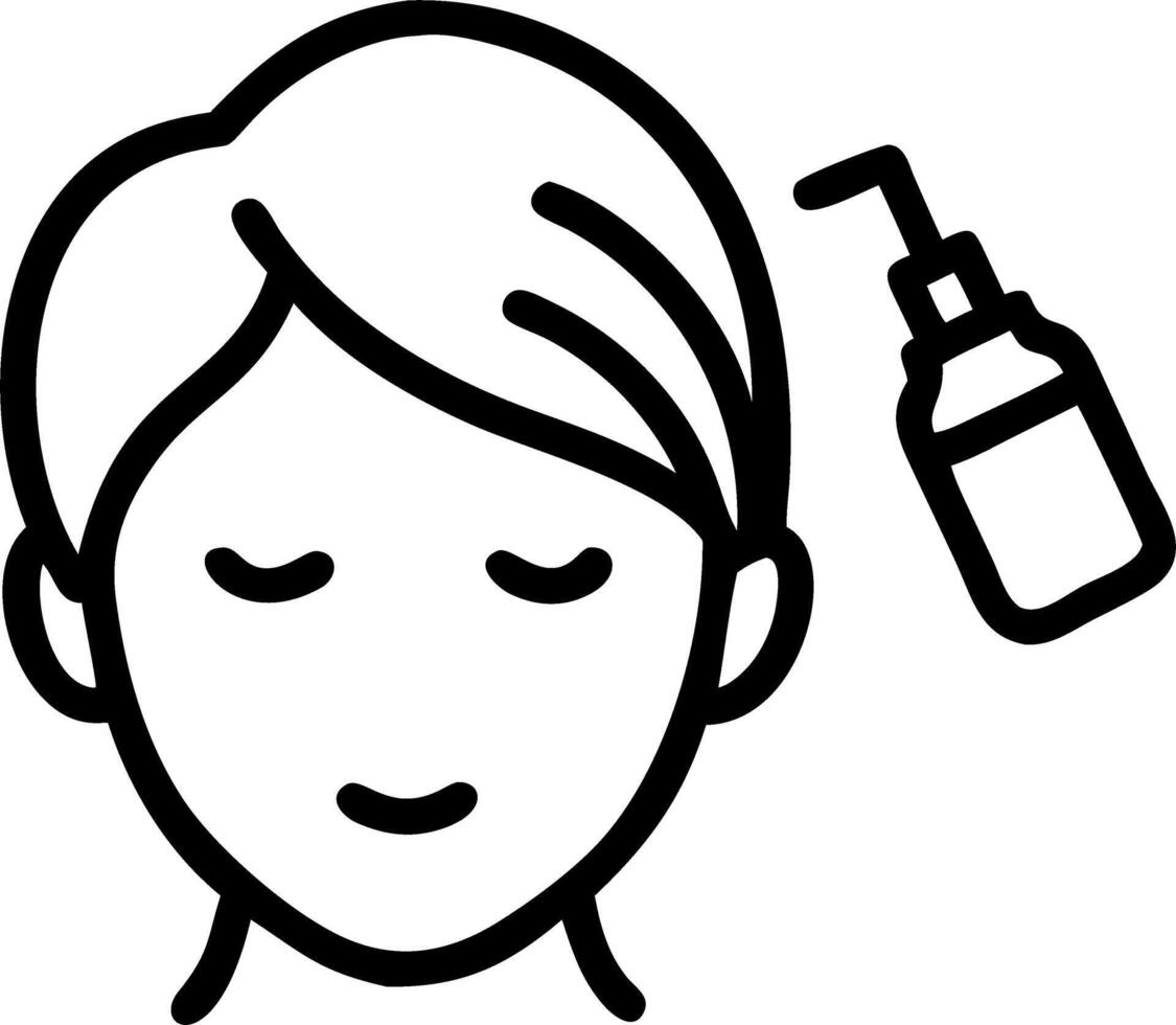 Person applying hair serum on glossy background copy space on left Set A vector