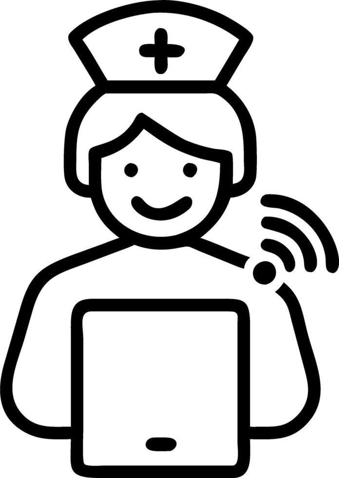 Nurse using AI powered tablet Set 7 vector