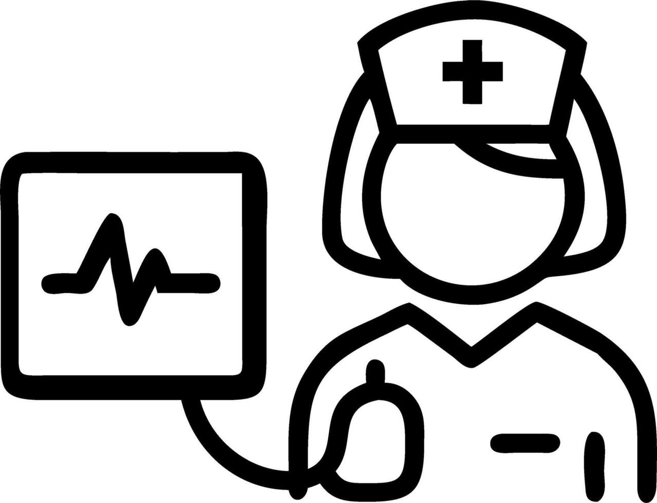 Nurse using AI powered tablet Set A vector