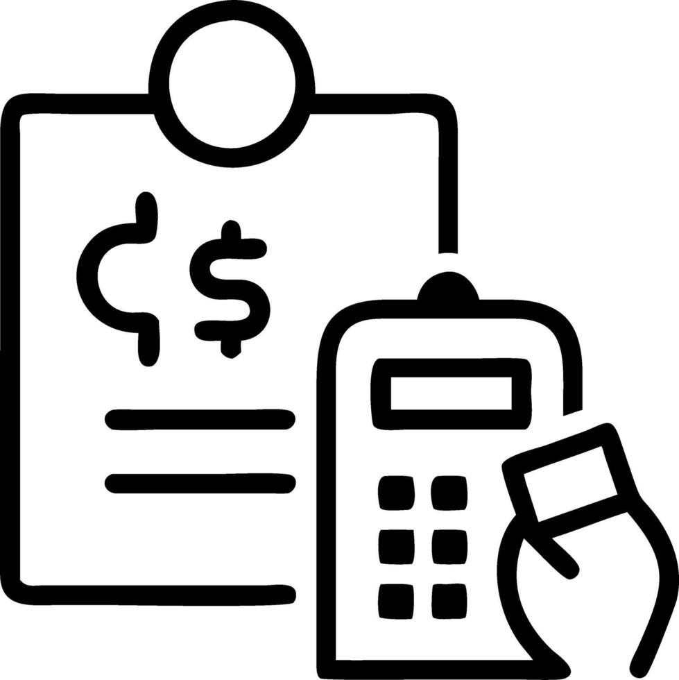 Medical financial planner using calculator and reports on plain background Set A vector