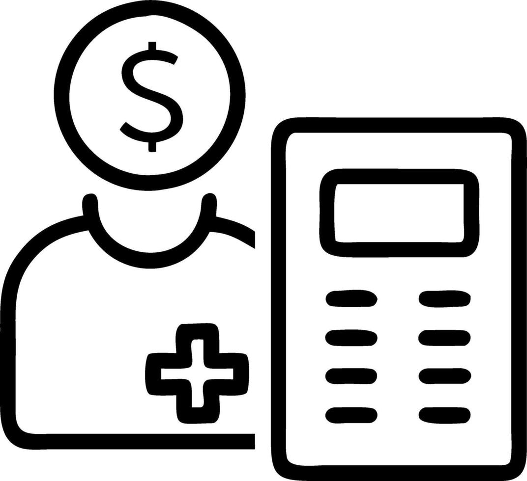 Medical billing specialist calculating costs on bokeh digital art background Set A2 vector