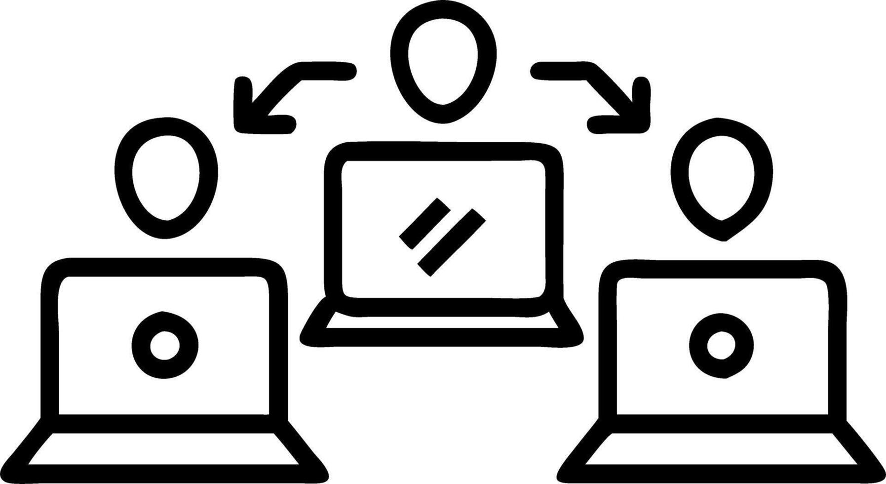 Marketing team creating content on laptops plain background copy space on top vector