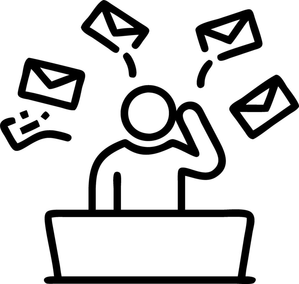 Manager receiving constant phone calls and emails Set A4 vector