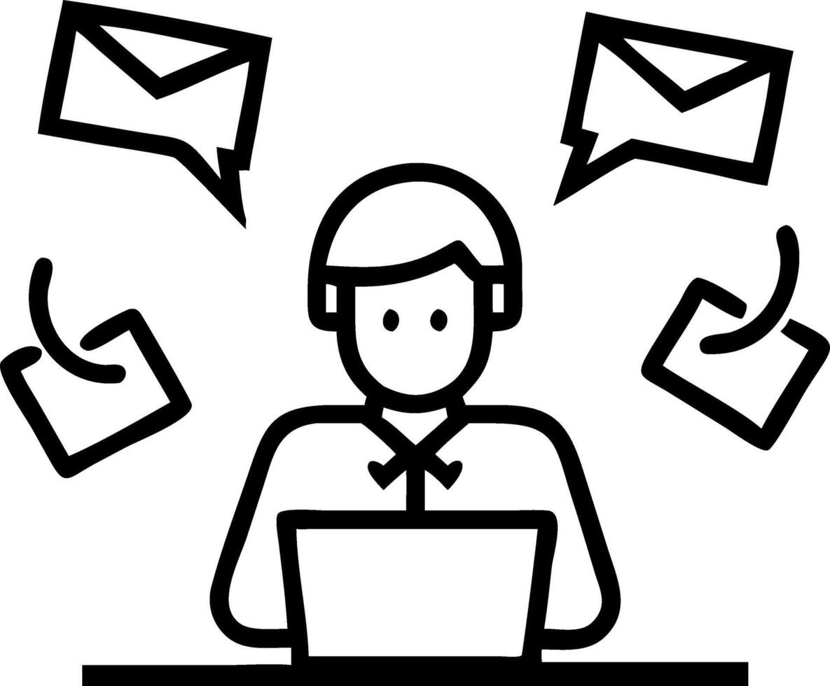 Manager receiving constant phone calls and emails Set A vector