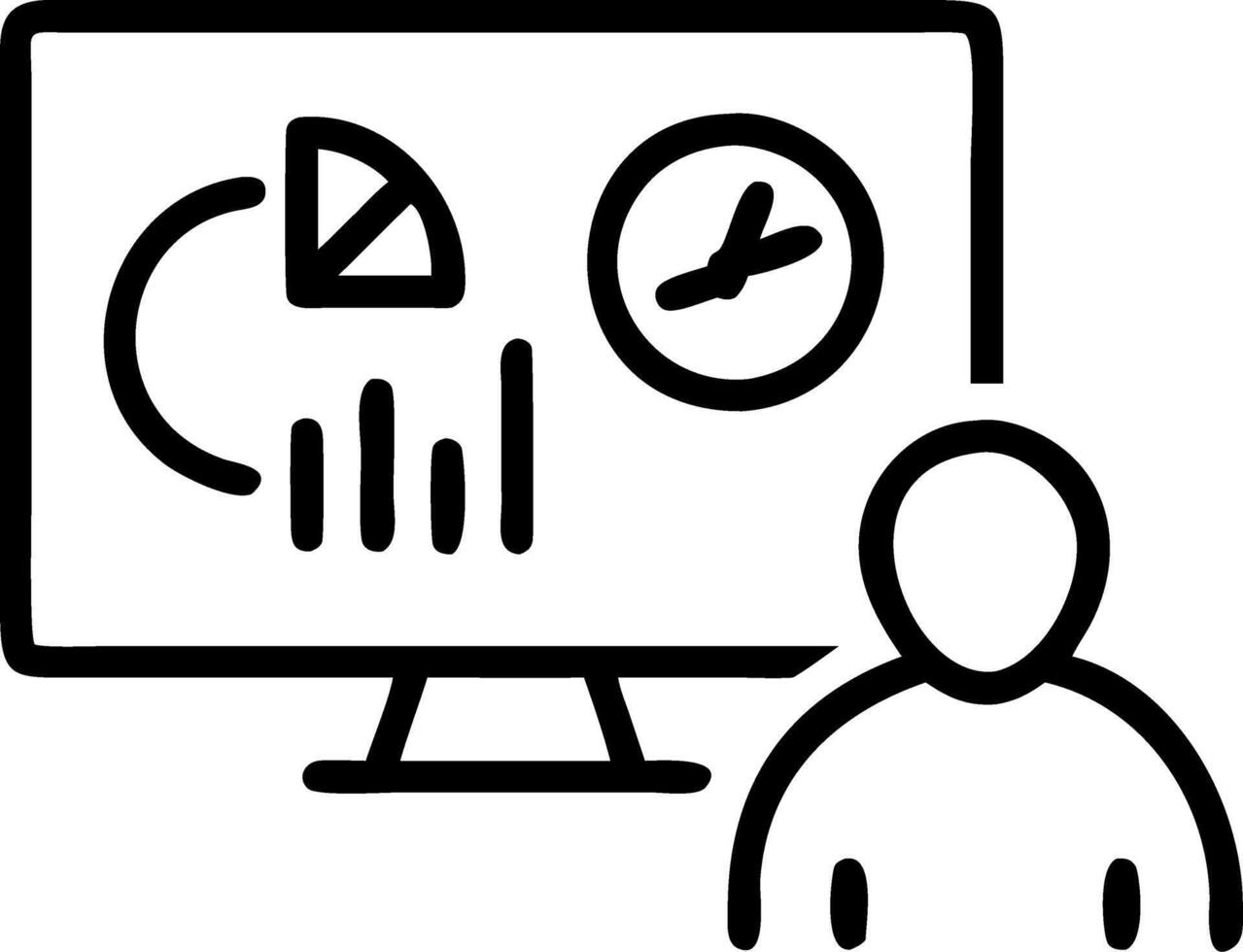 Manager conducting KPI tracking on digital platform with real time data display in a modern workspace Set A vector