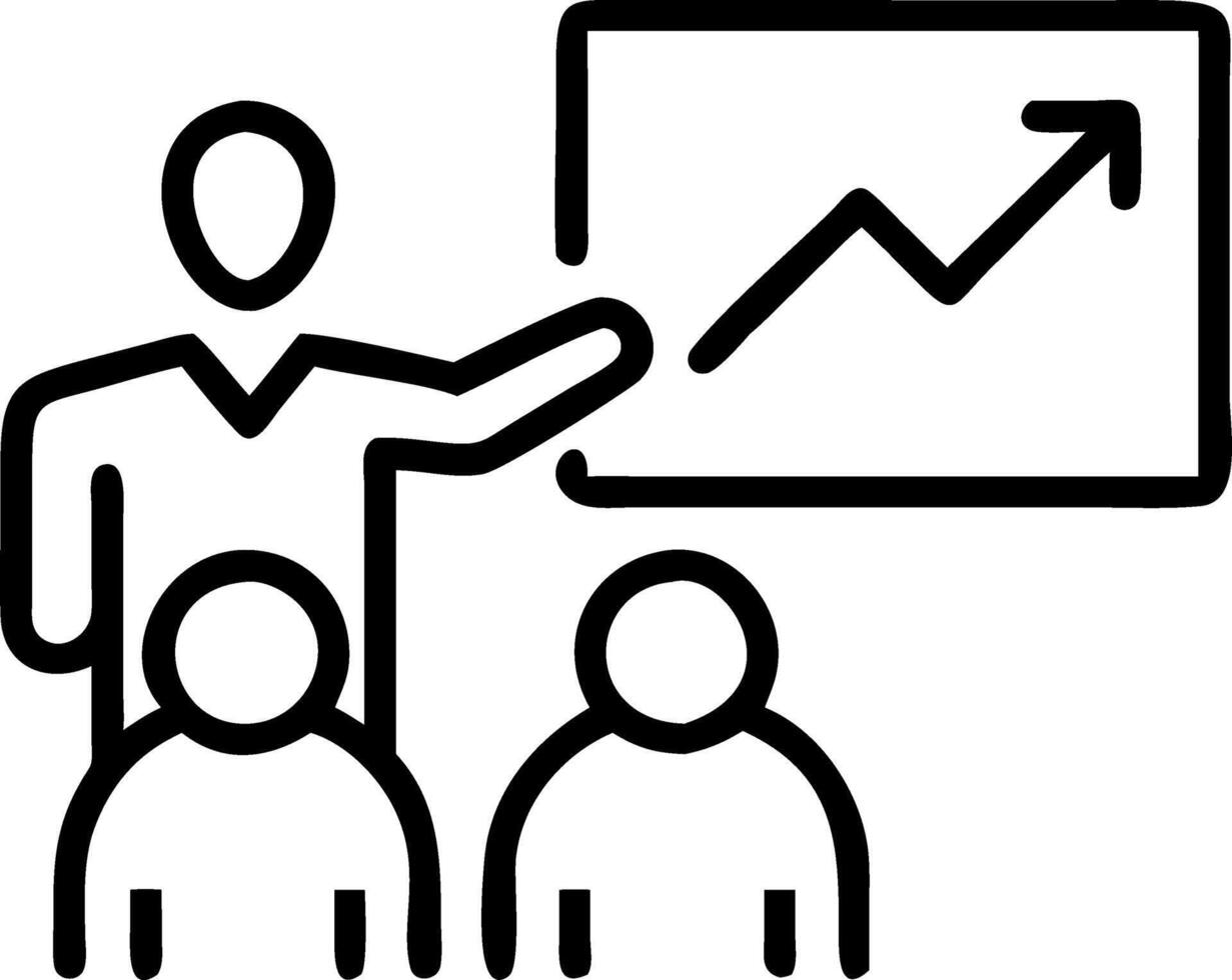 Manager conducting a team meeting with growth projections Set 3 vector
