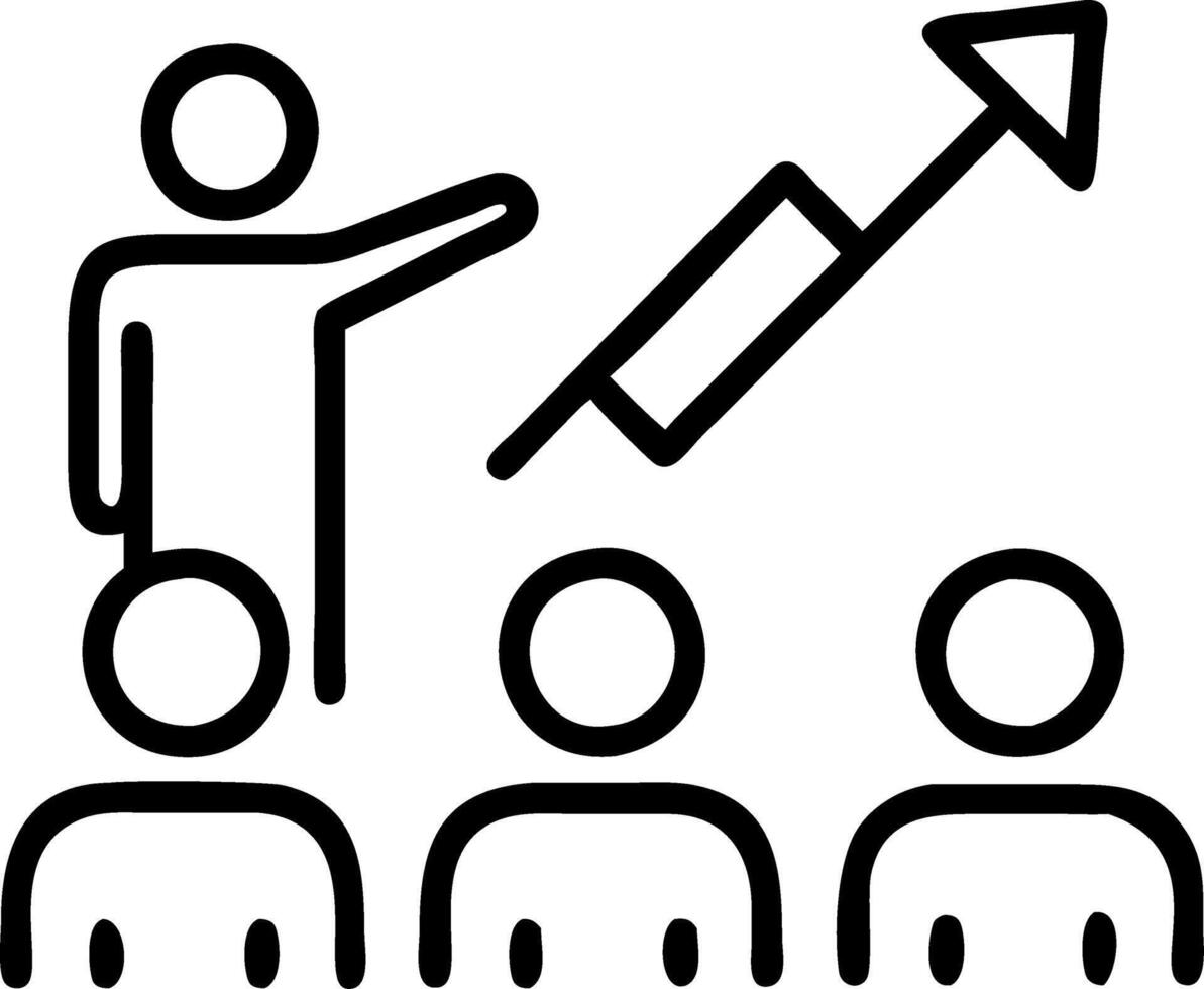 Manager conducting a team meeting with growth projections Set 5 vector