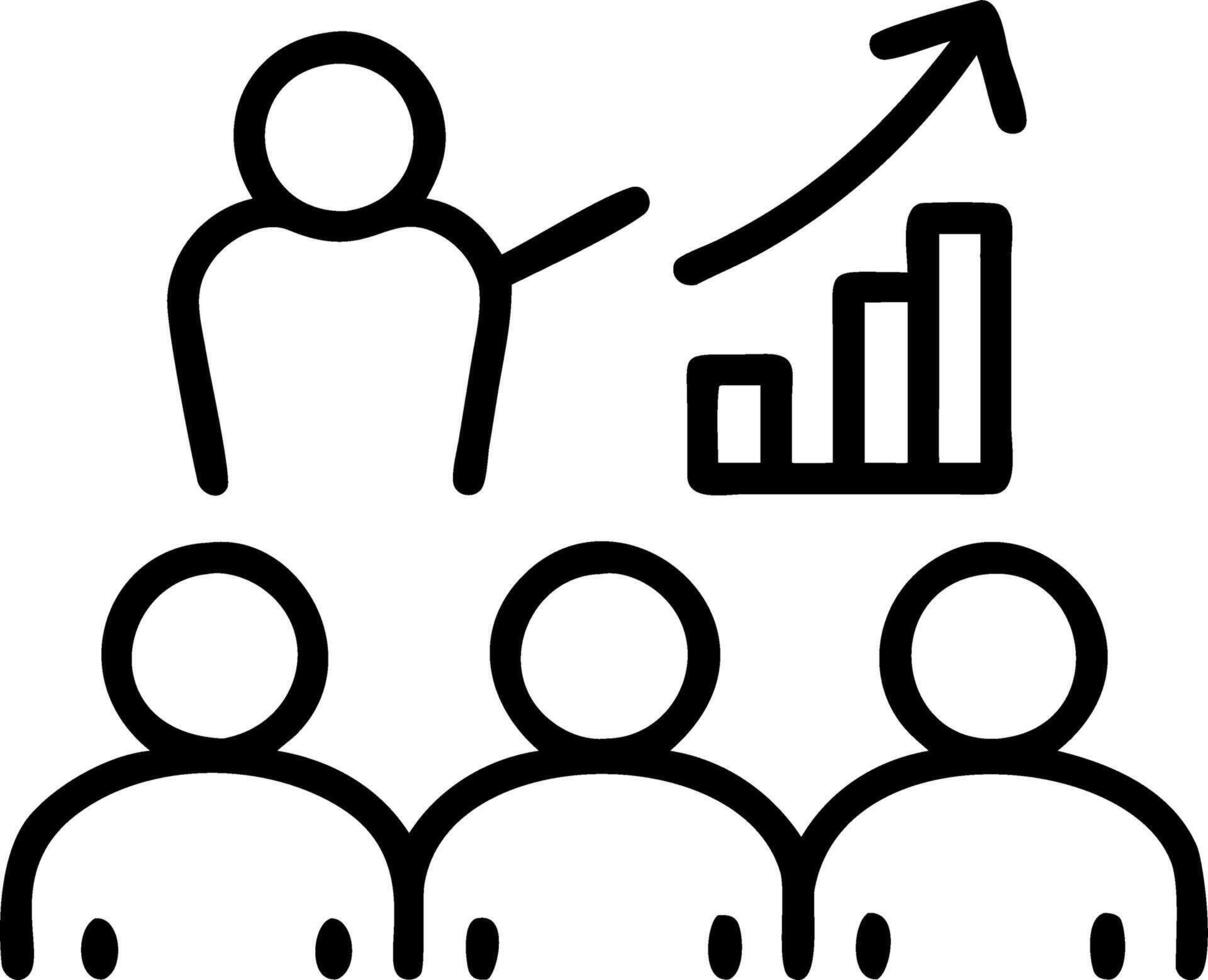 Manager conducting a team meeting with growth projections vector